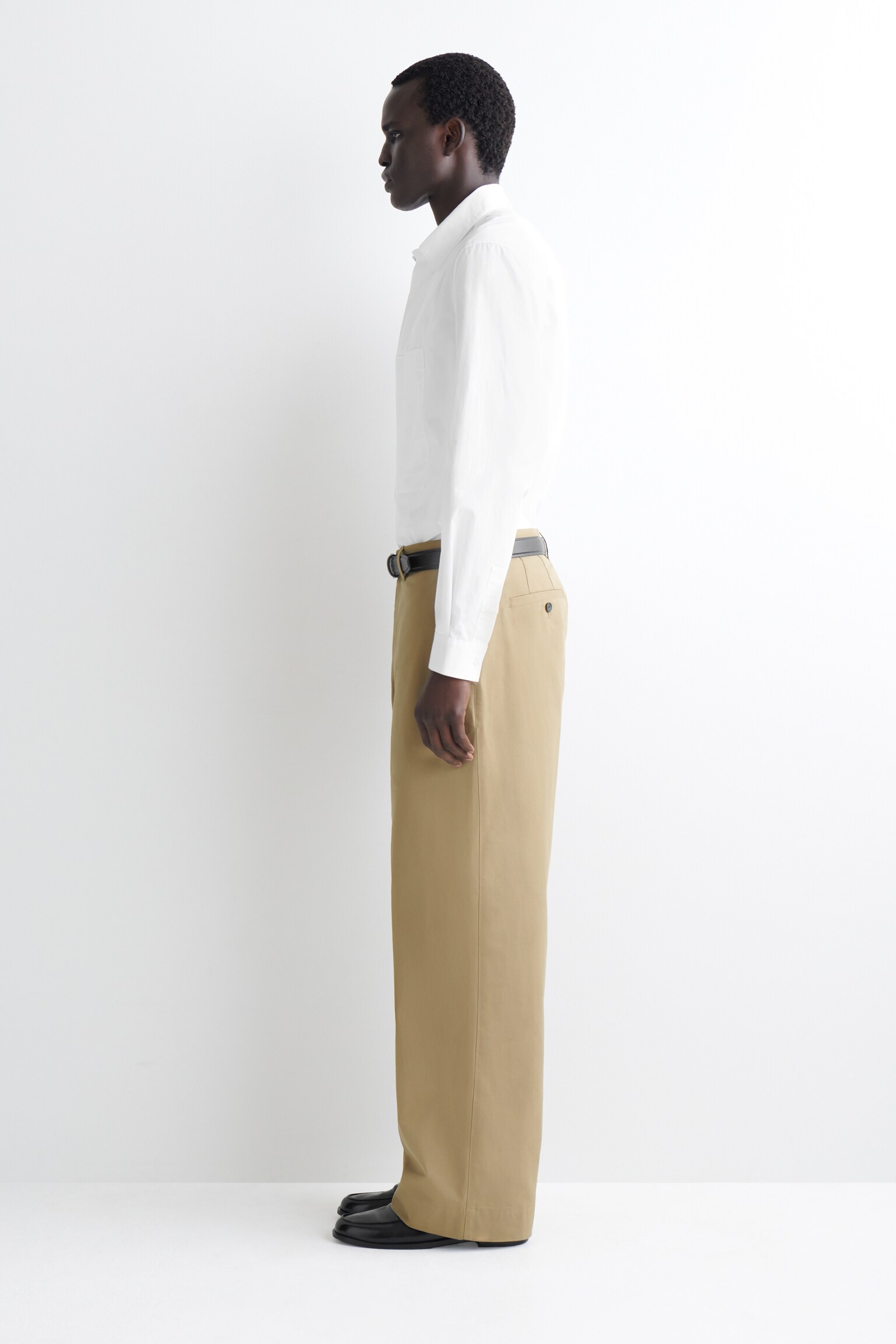 PANTALON CHINO LARGE EN COTON - BEIGE - 7