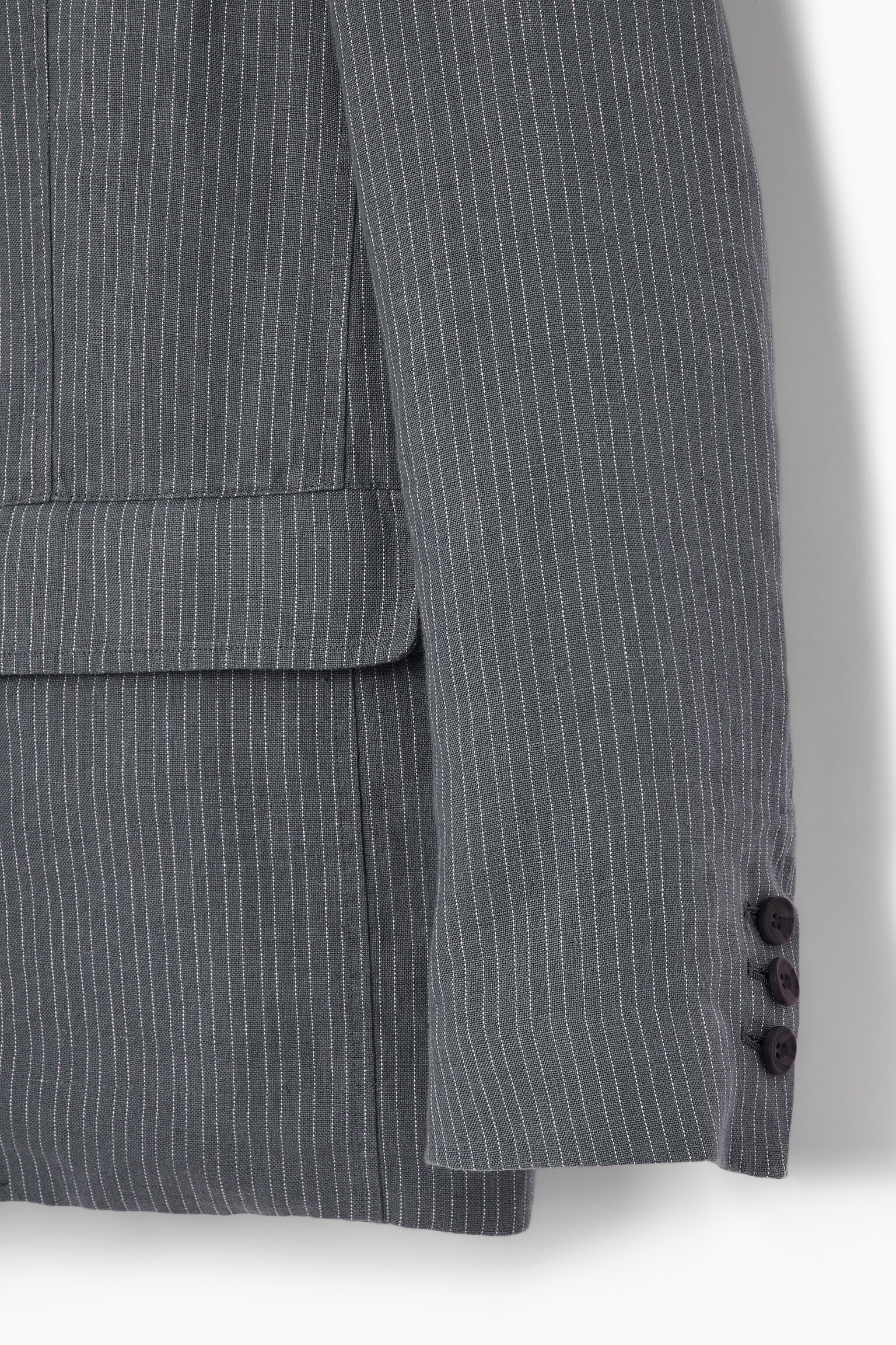BLAZER FLOU EN LIN - GRIS / FINES RAYURES/MARINE FONCÉ/GRÈGE - 4
