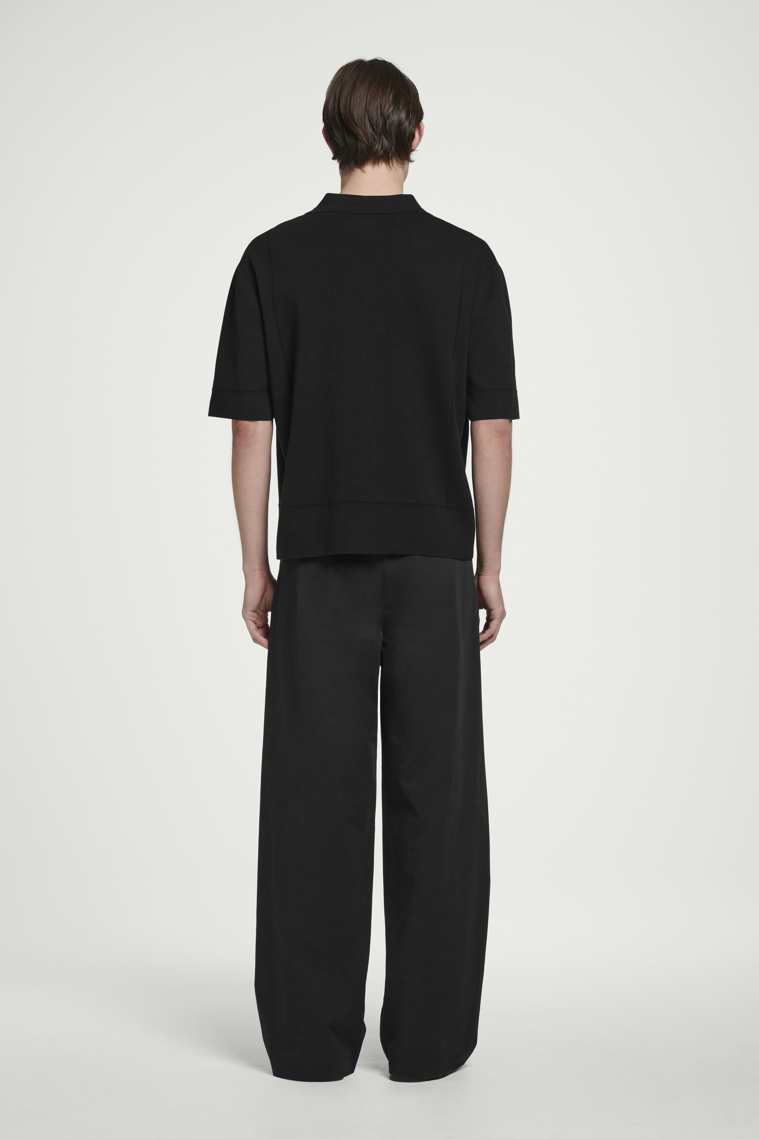 POINTELLE-KNIT COTTON SHIRT - BLACK - 5