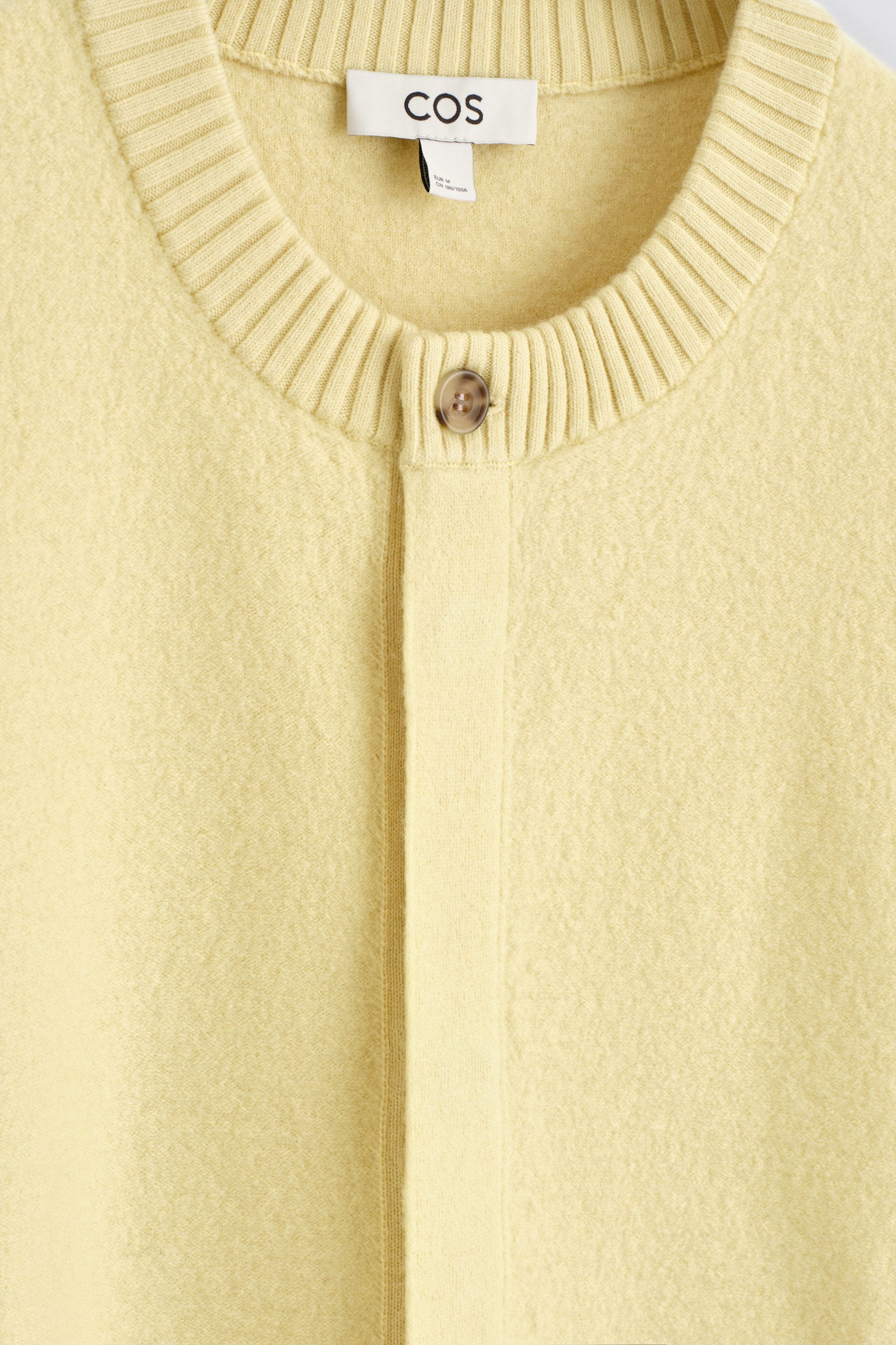 BOILED-WOOL CREW-NECK CARDIGAN - BUTTER YELLOW/BLACK - 2