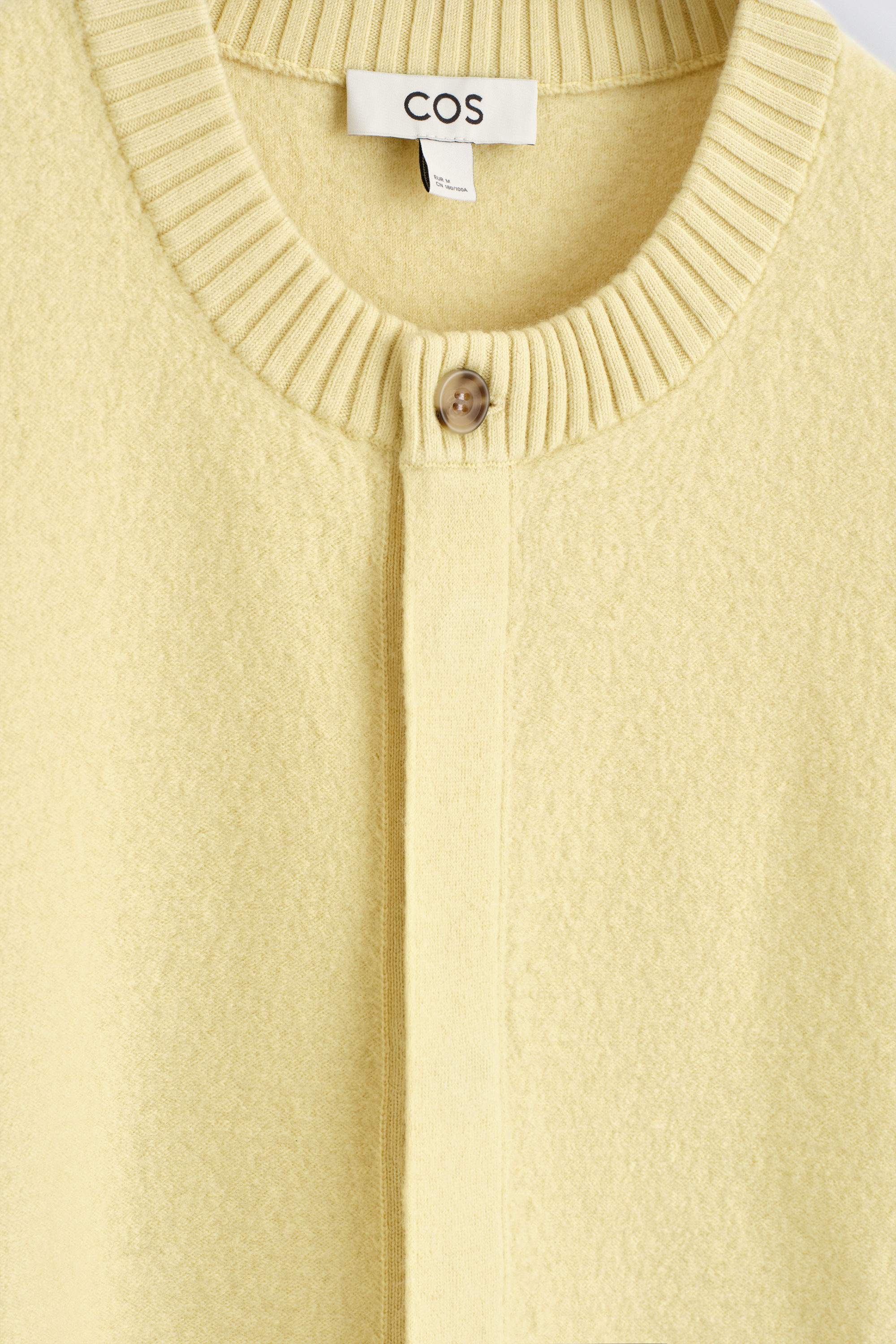 BOILED-WOOL CREW-NECK CARDIGAN - BUTTER YELLOW | COS US