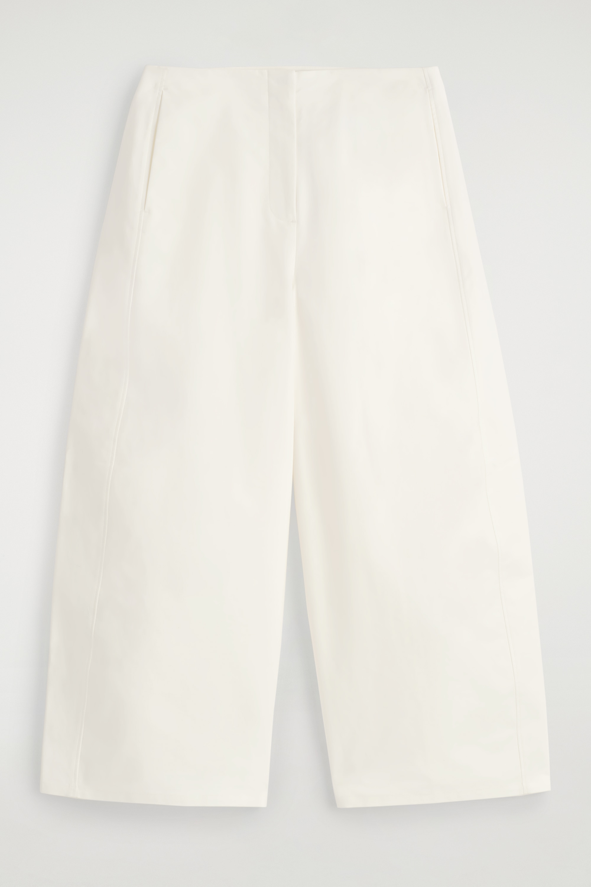 CROPPED BARREL-LEG COTTON TROUSERS - WHITE/BROWN