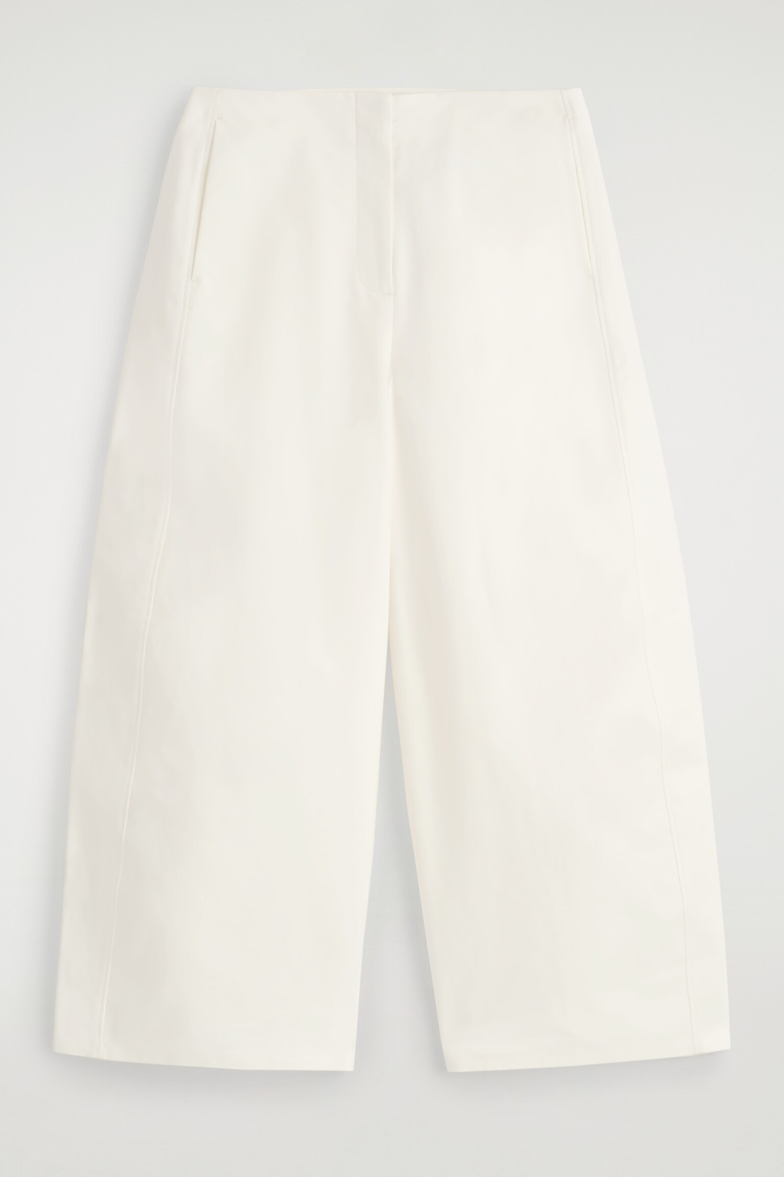 CROPPED BARREL-LEG COTTON TROUSERS - WHITE/BROWN - 2