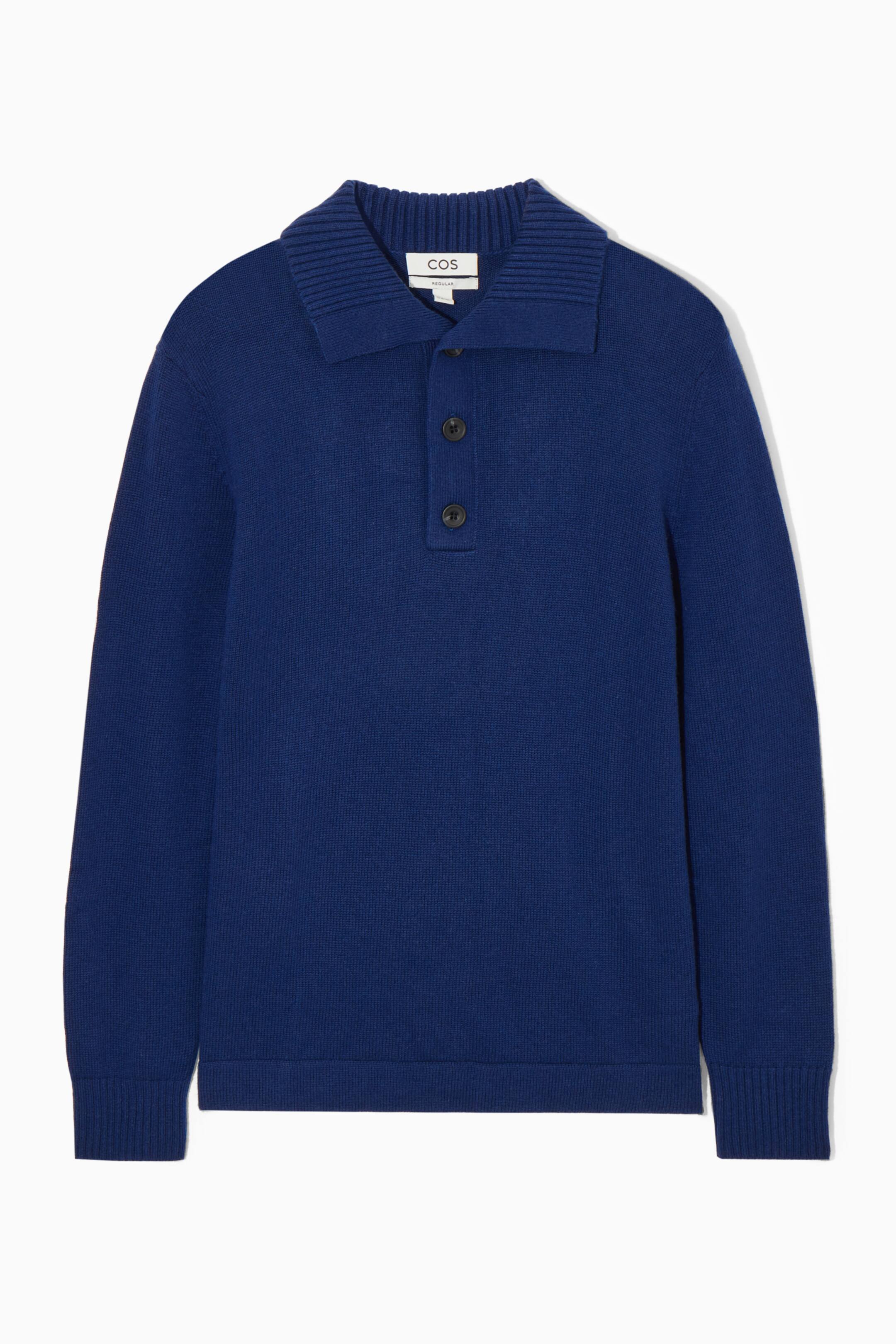 Se større billede: WOOL AND CASHMERE POLO SHIRT - DARK BLUE - HERRE | H&M DK 1