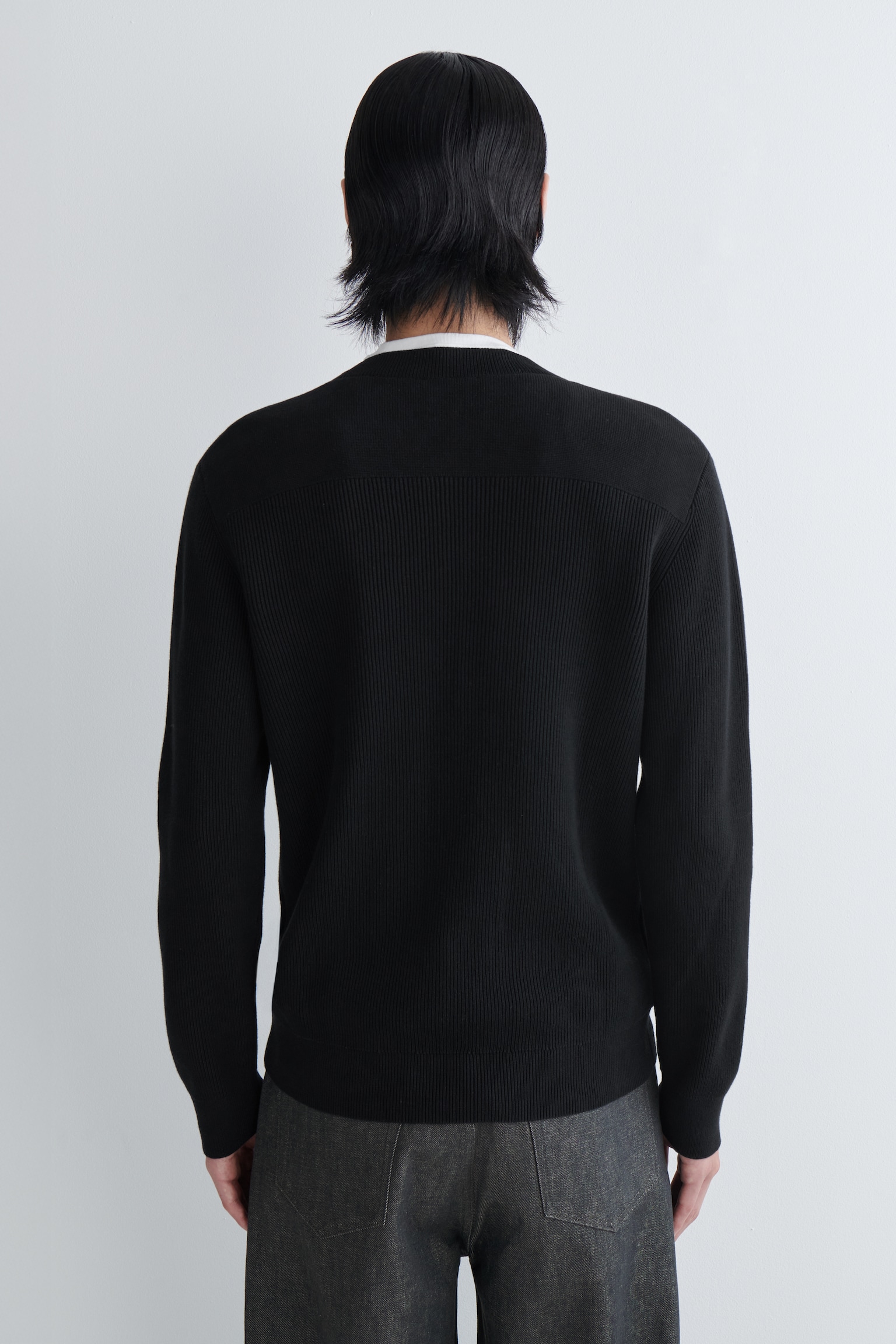 COTTON CREW-NECK JUMPER - BLACK/OFF-WHITE/NAVY - 7