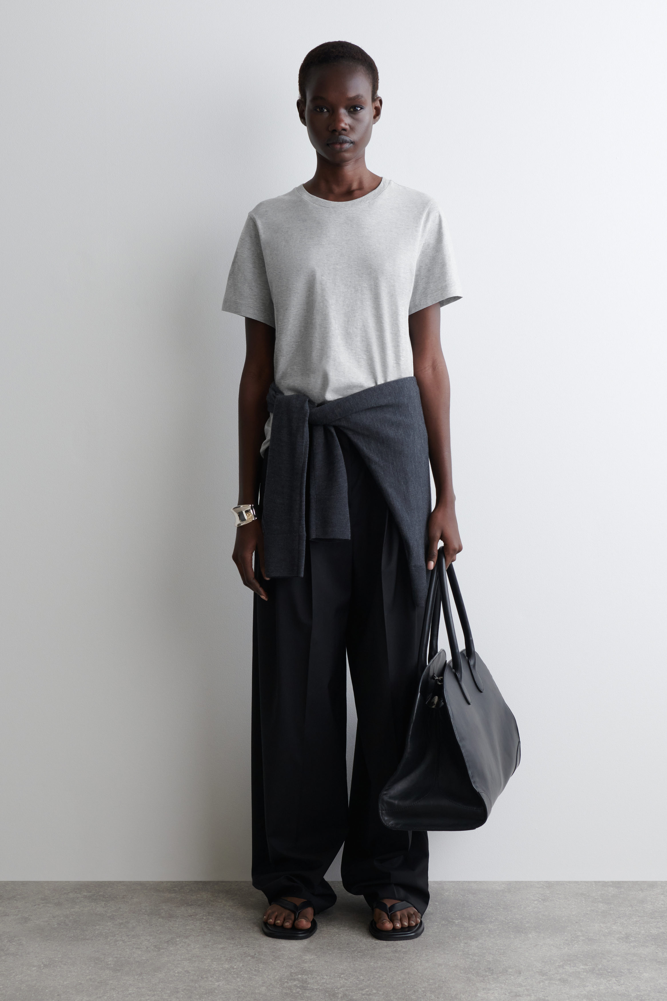 CREW-NECK COTTON T-SHIRT - GREY MÉLANGE | COS