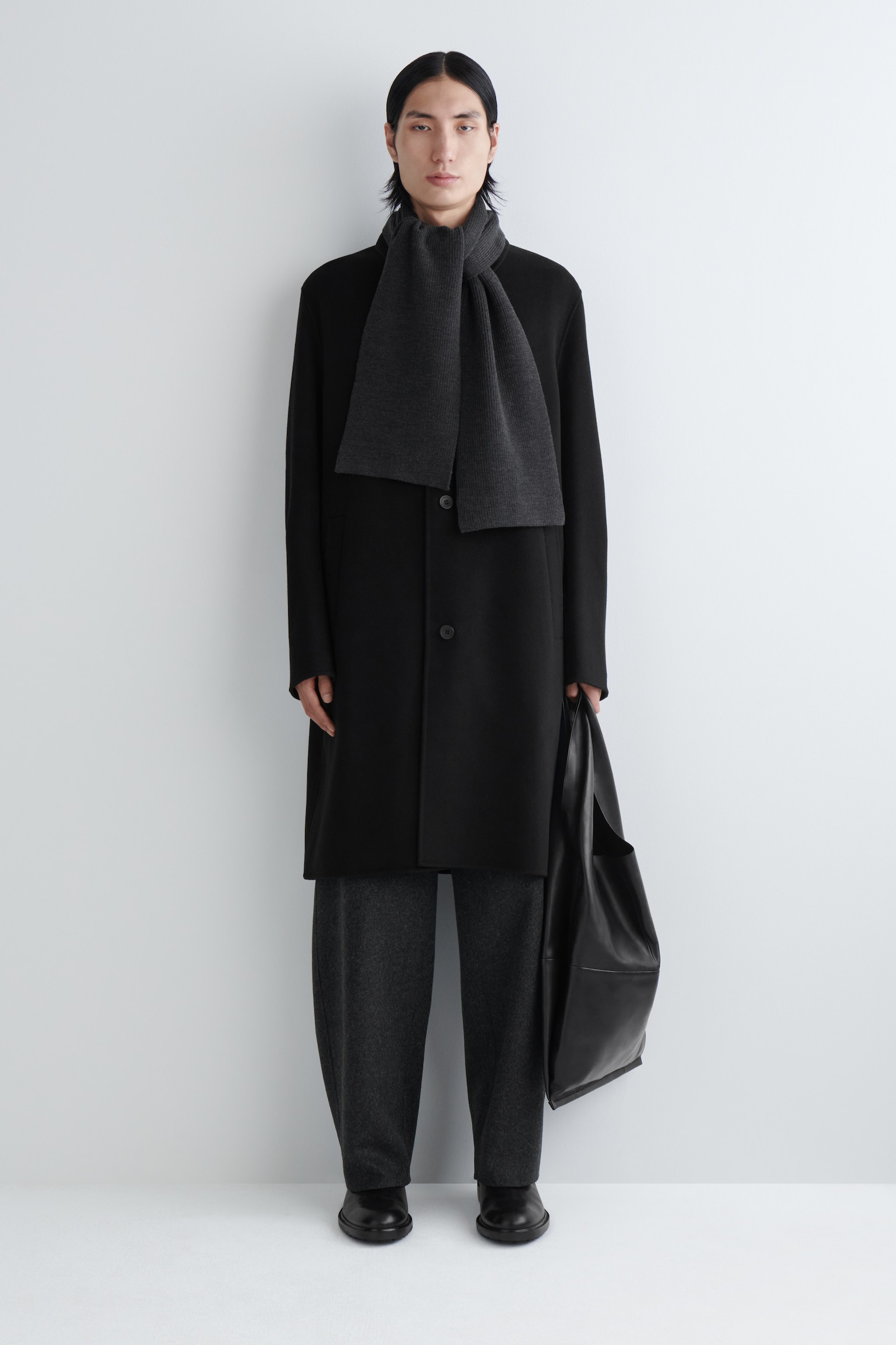 RIBBED WOOL SCARF - CHARCOAL - 5