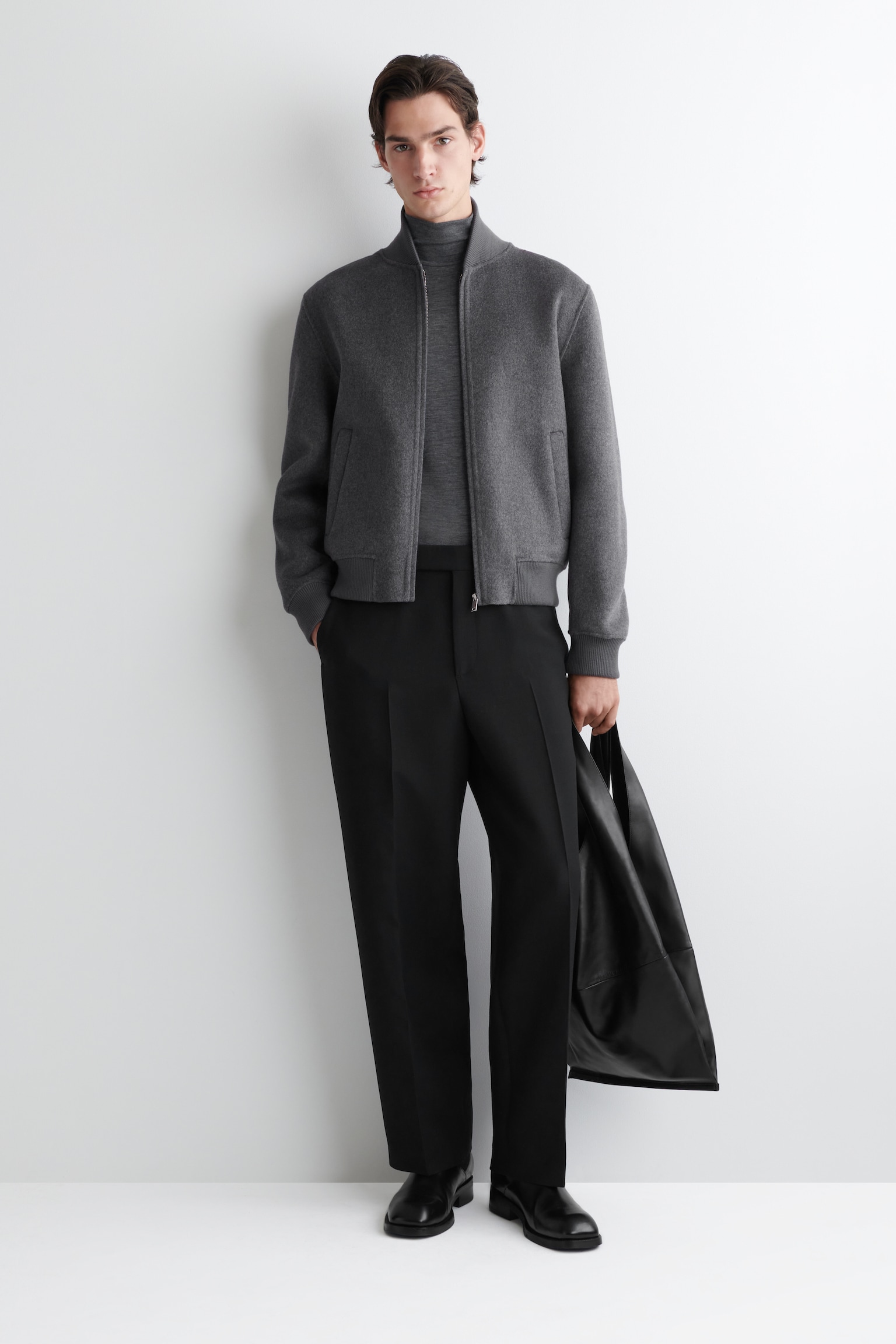 HAUT À COL ROULÉ SLIM EN JERSEY DE LAINE - GRIS FONCÉ/BRUN FONCÉ/NOIR - 3