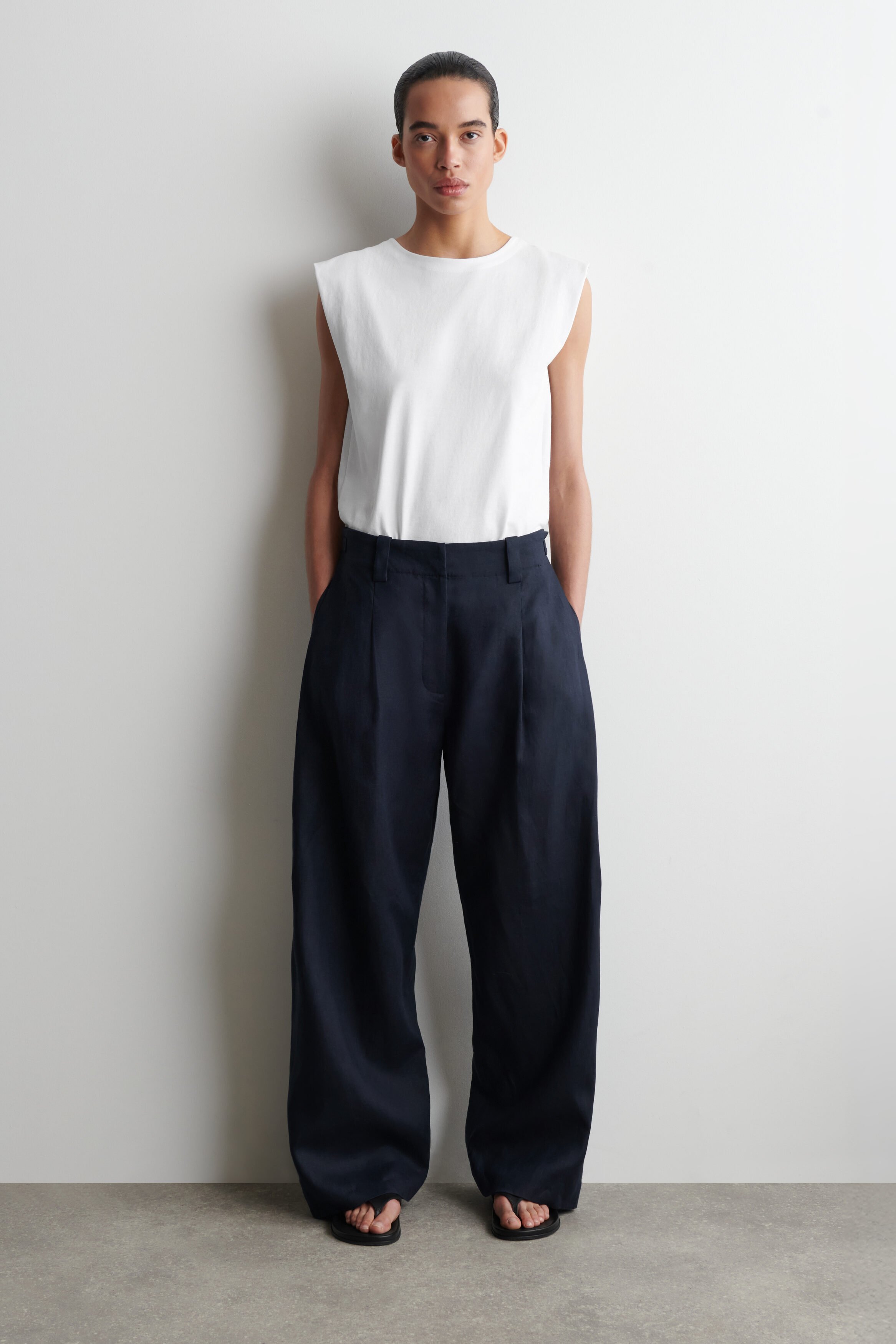 FOLDED-SHOULDER COTTON-JERSEY TANK TOP - WHITE | COS CA