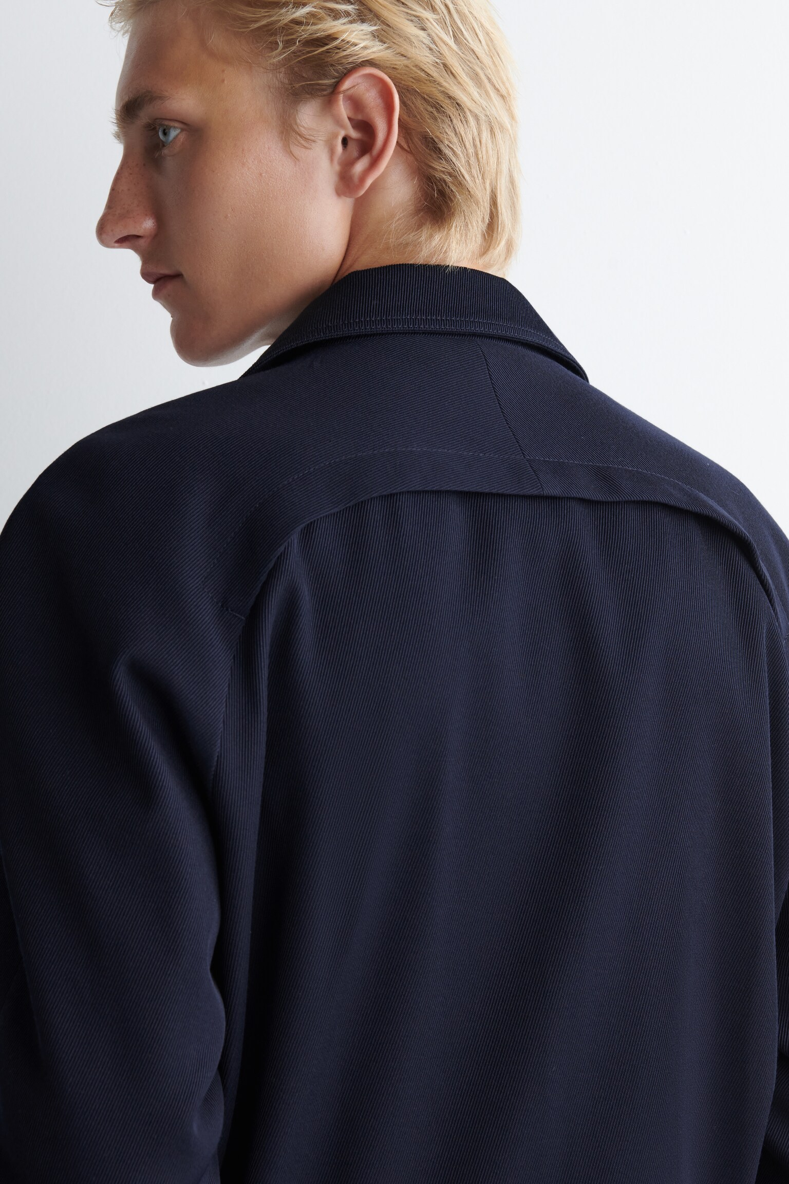 CHAQUETA DE MEZCLA DE LANA DE BOTONADURA CRUZADA - AZUL MARINO - 7
