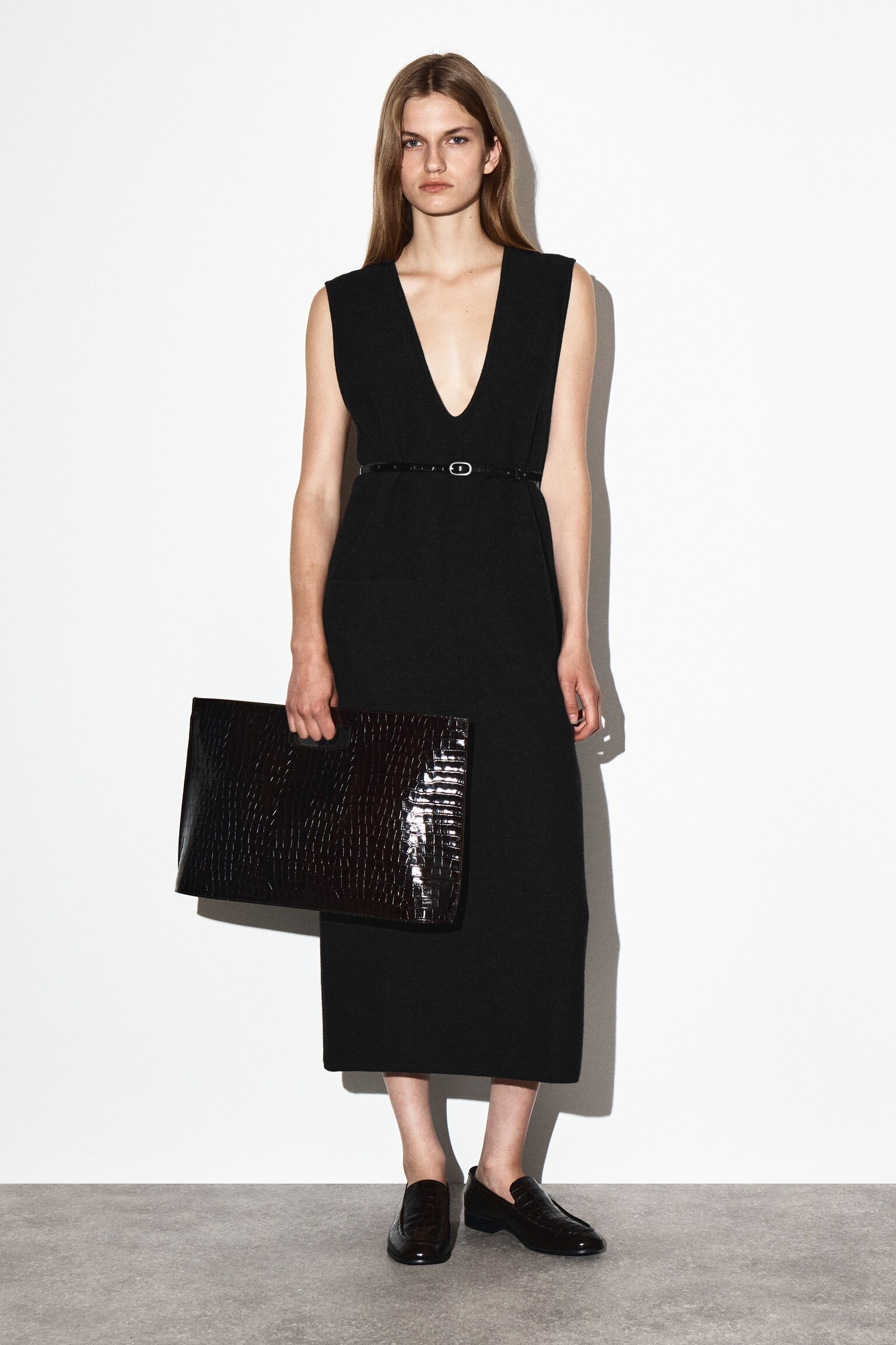SAC FOLIO OVERSIZE - CUIR EFFET CROCO - BRUN - 6