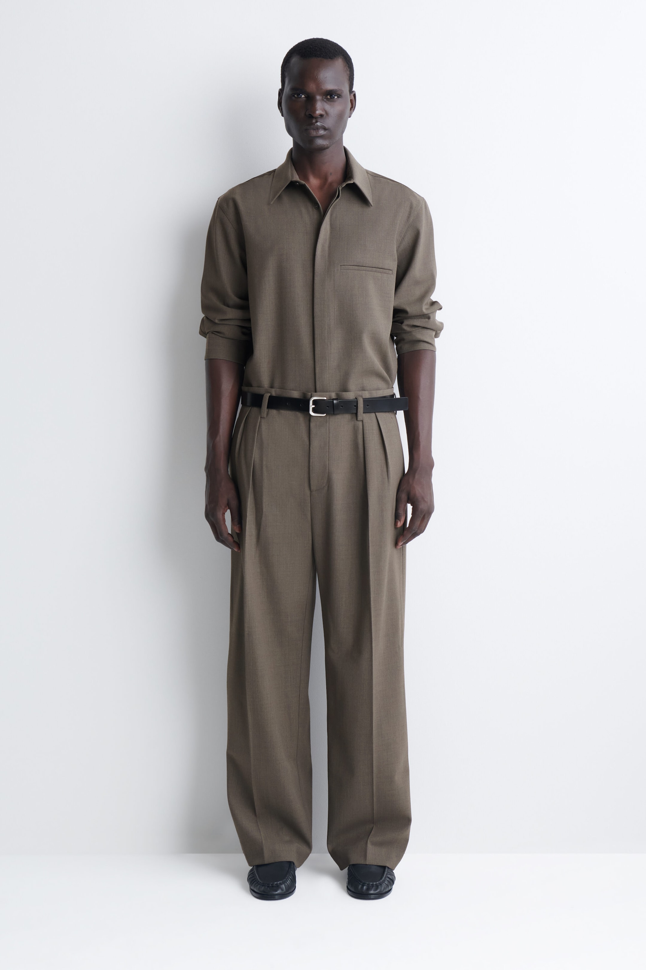 WOOL-BLEND RELAXED-FIT WIDE-LEG TROUSERS