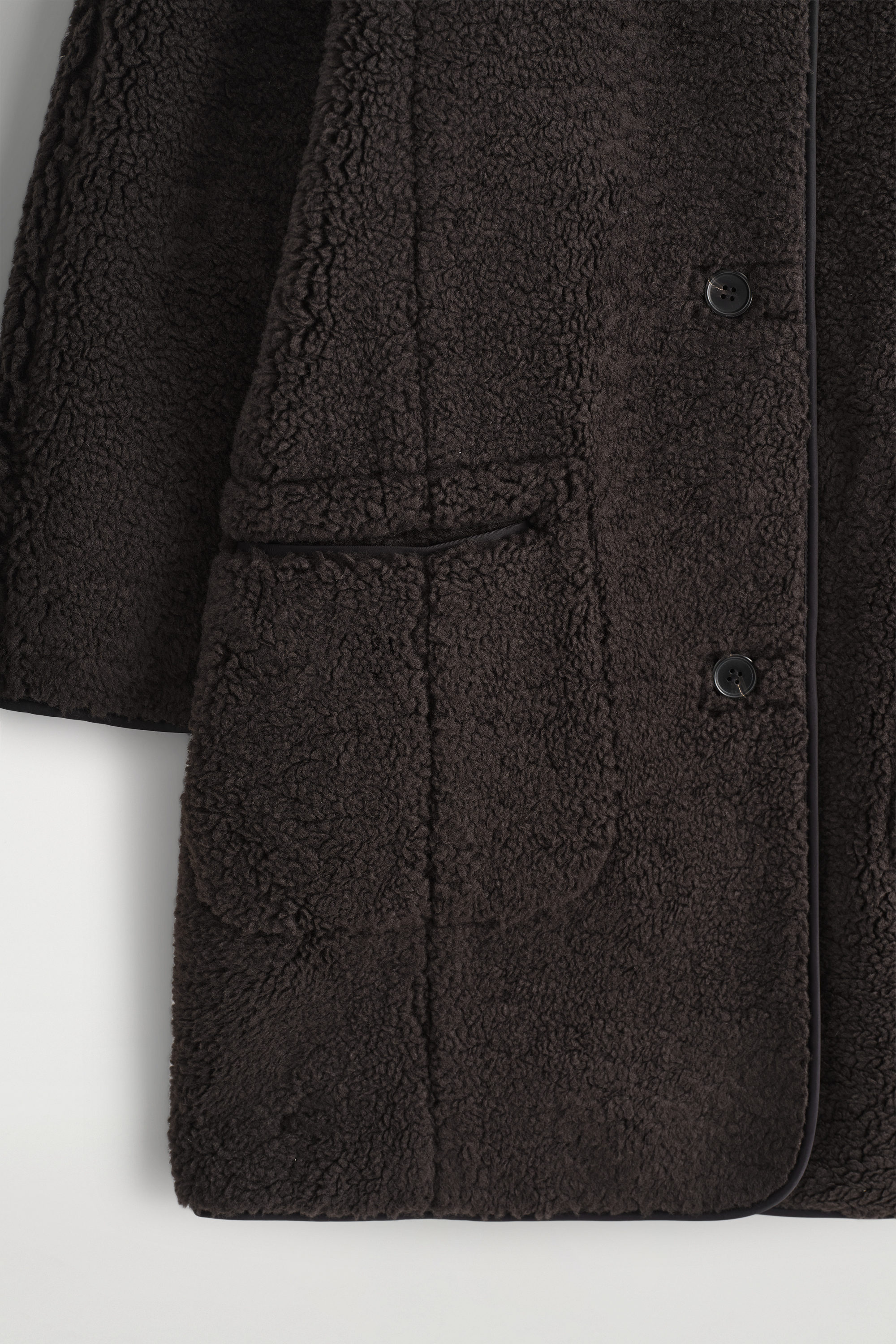 LONGLINE TEDDY JACKET - DARK BROWN | COS US