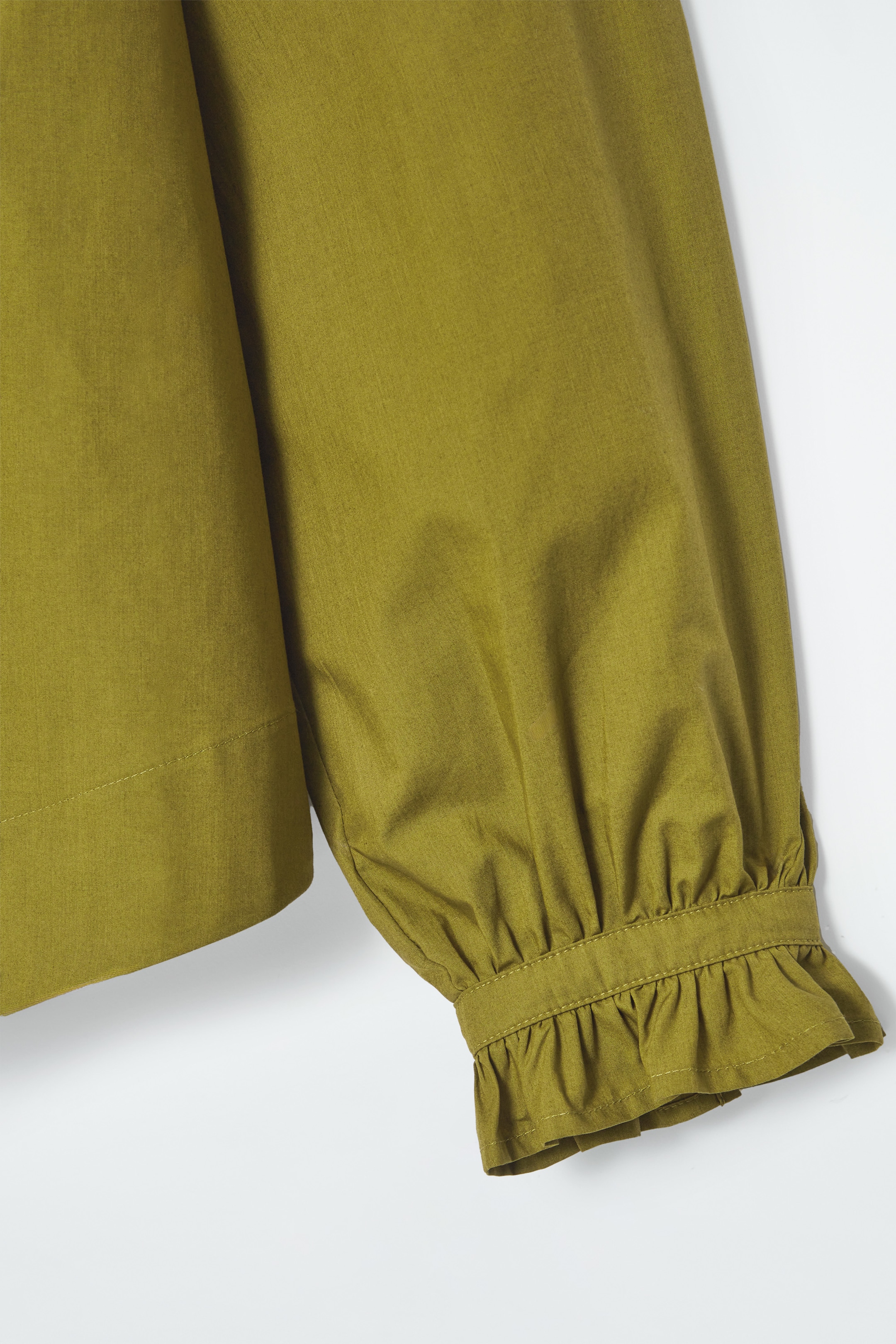 View larger image: RUFFLED-CUFF GATHERED BLOUSE - OLIVE GREEN - Ladies | H&M GB 2