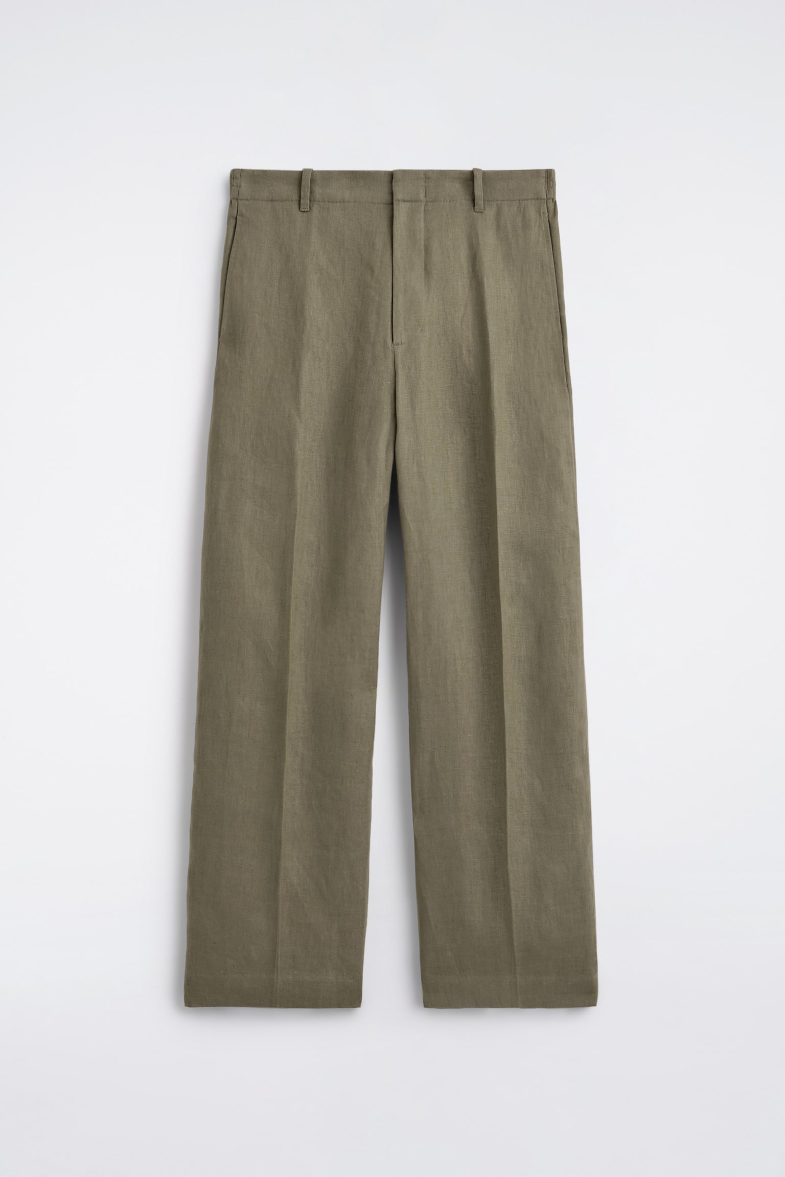 ПАНТАЛОН С ПРАВ КРАЧОЛ, ОТПУСНАТА КРОЙКА, ОТ ЛЕН - КАКИ/СИВ МЕЛАНЖ/ЧЕРНО МЕЛАНЖ - 2