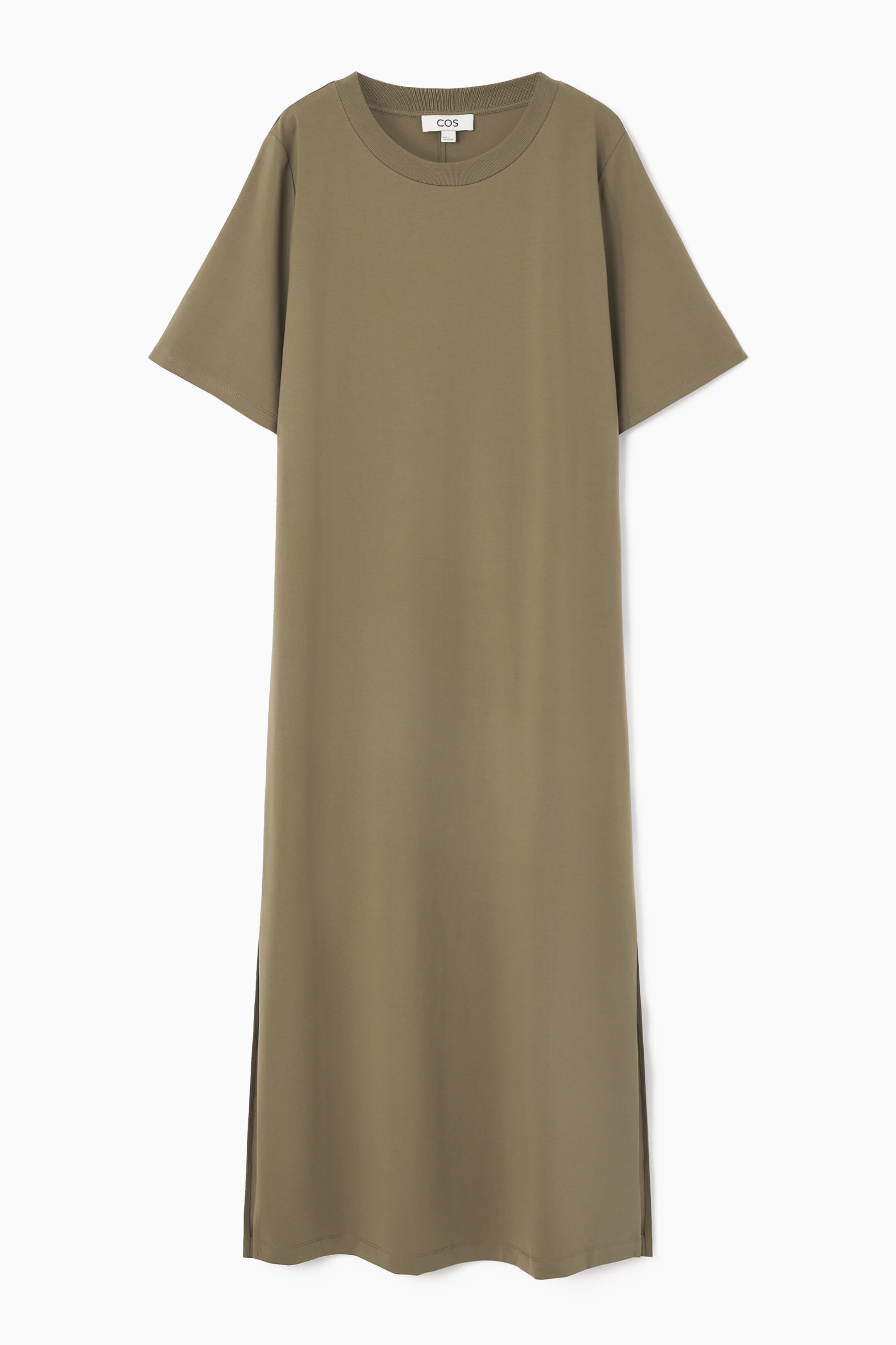 View larger image: SPLIT-HEM MIDI T-SHIRT DRESS - KHAKI - Ladies | H&M GB 1
