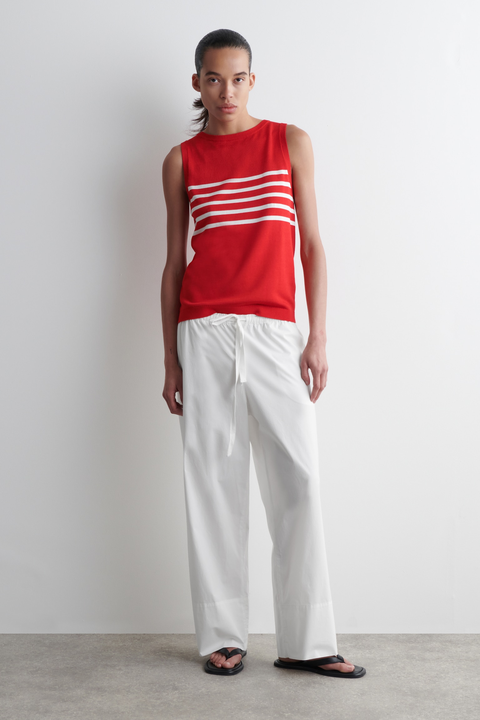CAMISETA SIN MANGAS DE PUNTO CON RAYAS - ROJO / BLANCO / RAYAS/BLANCO/NEGRO/RAYAS - 4