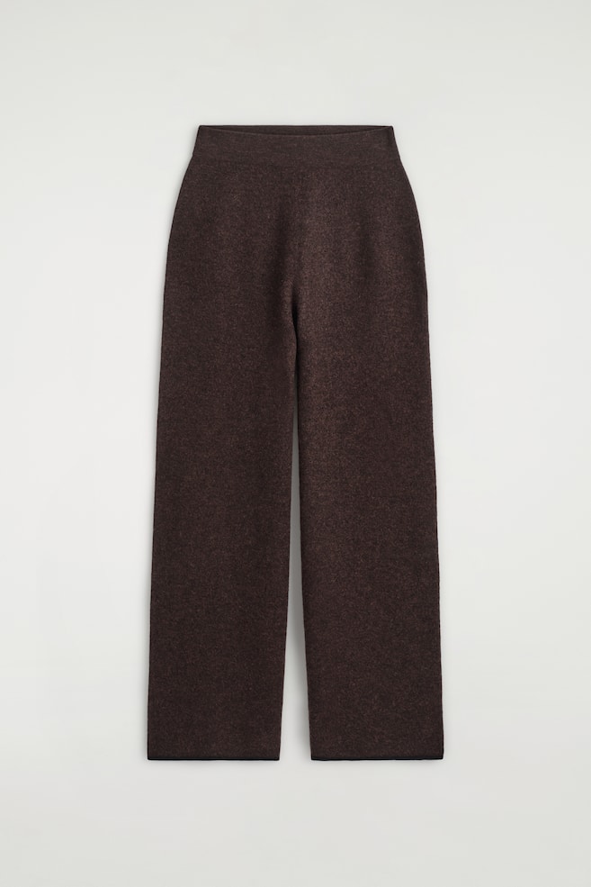 PANTALONI A GAMBA LARGA IN LANA MERINO COTTA - MARRONE MÉLANGE - 1