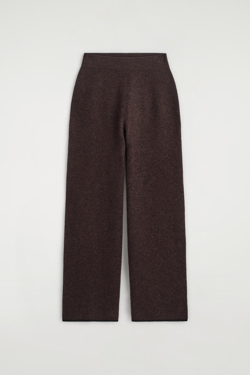 Cos Boiled Merino Wool Wide-leg Pants In Brown