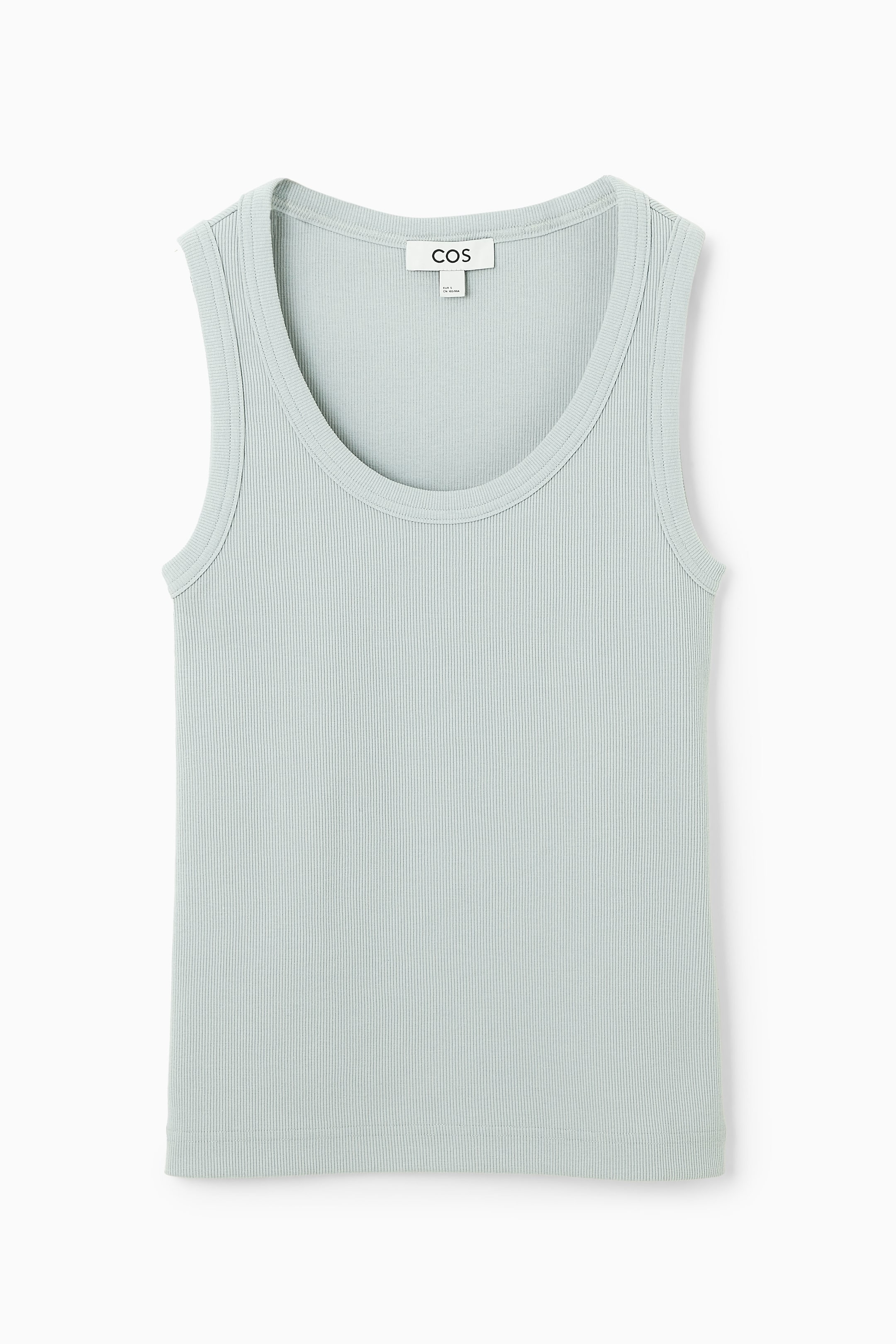 Näytä suurempi kuva: SCOOP-NECK RIBBED TANK TOP - LIGHT BLUE - NAISET | H&M FI 1