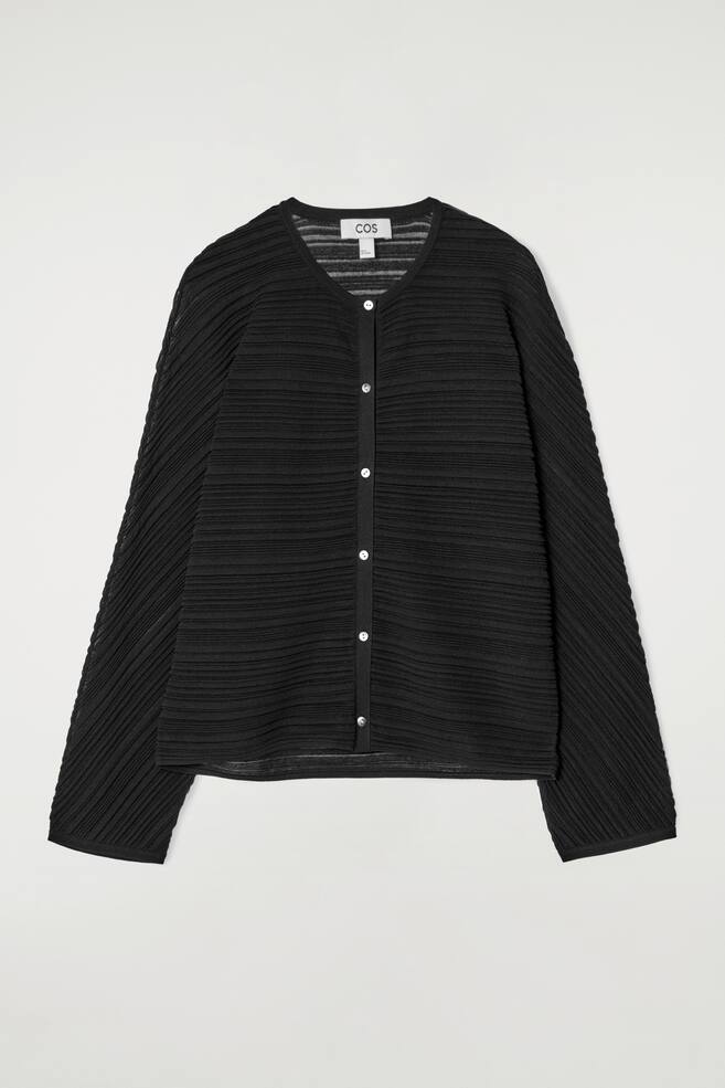 CARDIGAN IN MAGLIA PLISSÉ - NERO - 1