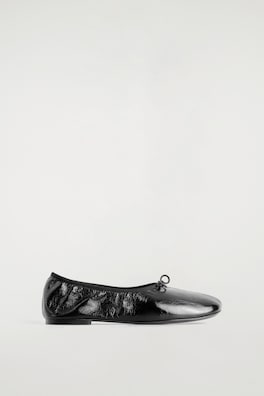 LEATHER BALLET FLATS — BLACK 4