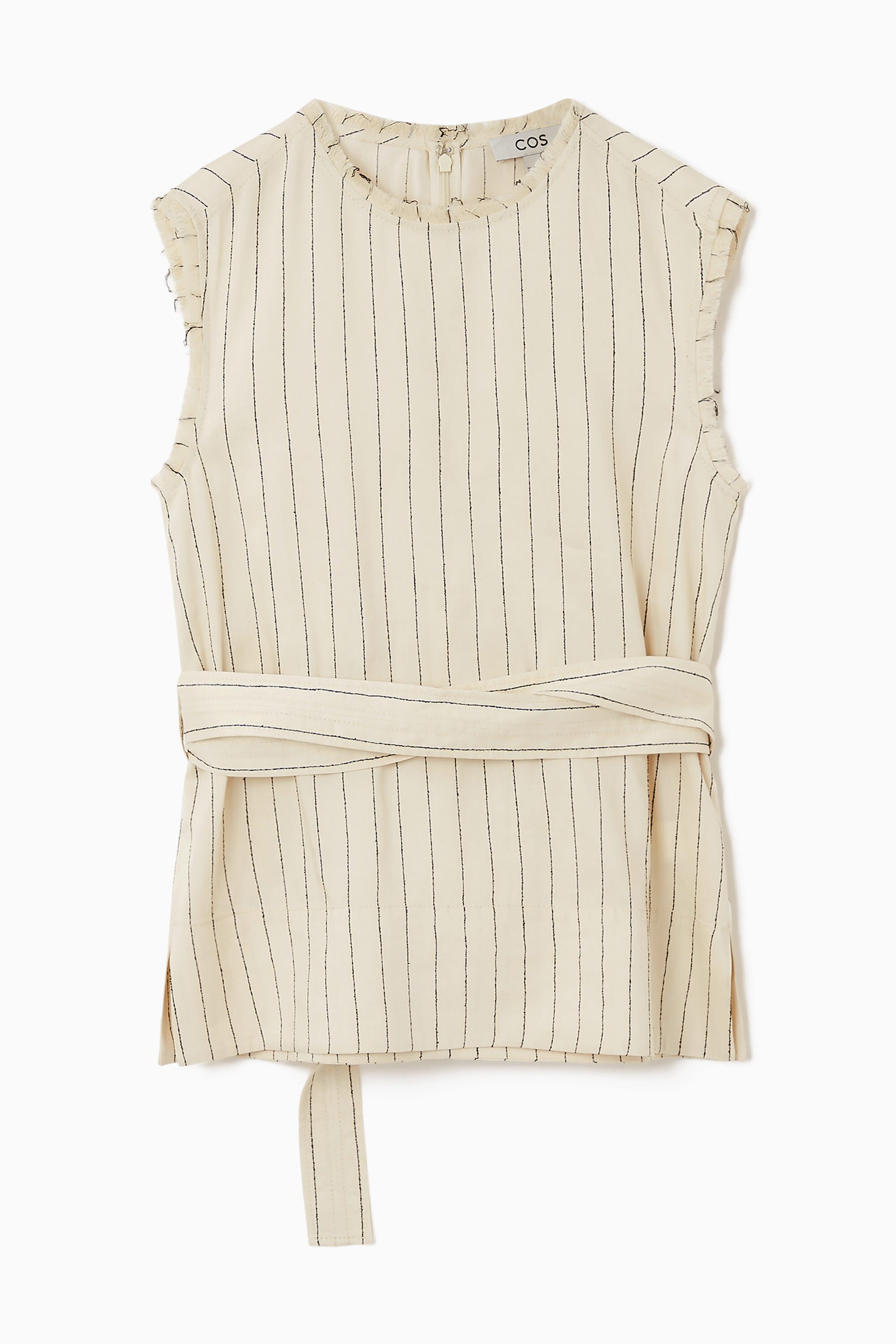 PINSTRIPED WIDELEG TROUSERS - BEIGE | COS