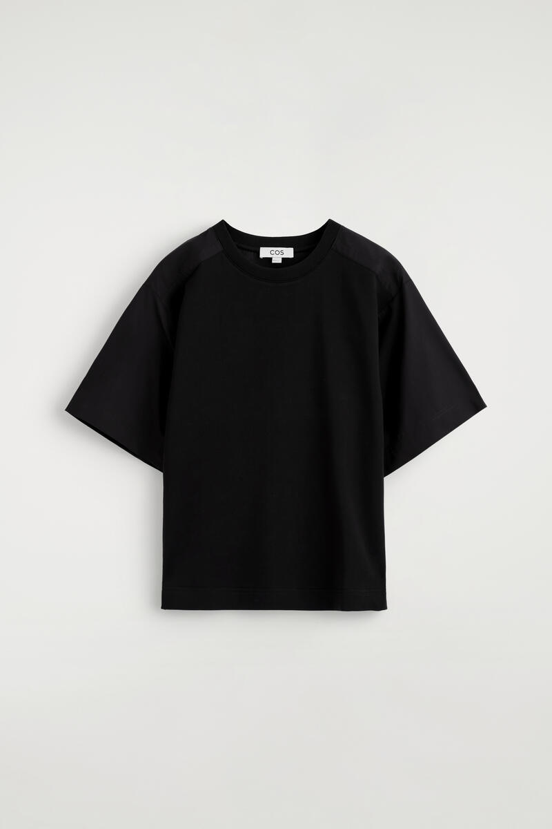 Poplin-Panelled Jersey T-Shirt