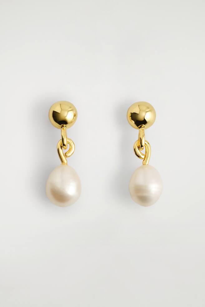 Oorbellen met zoetwaterparel - GOUD - 1