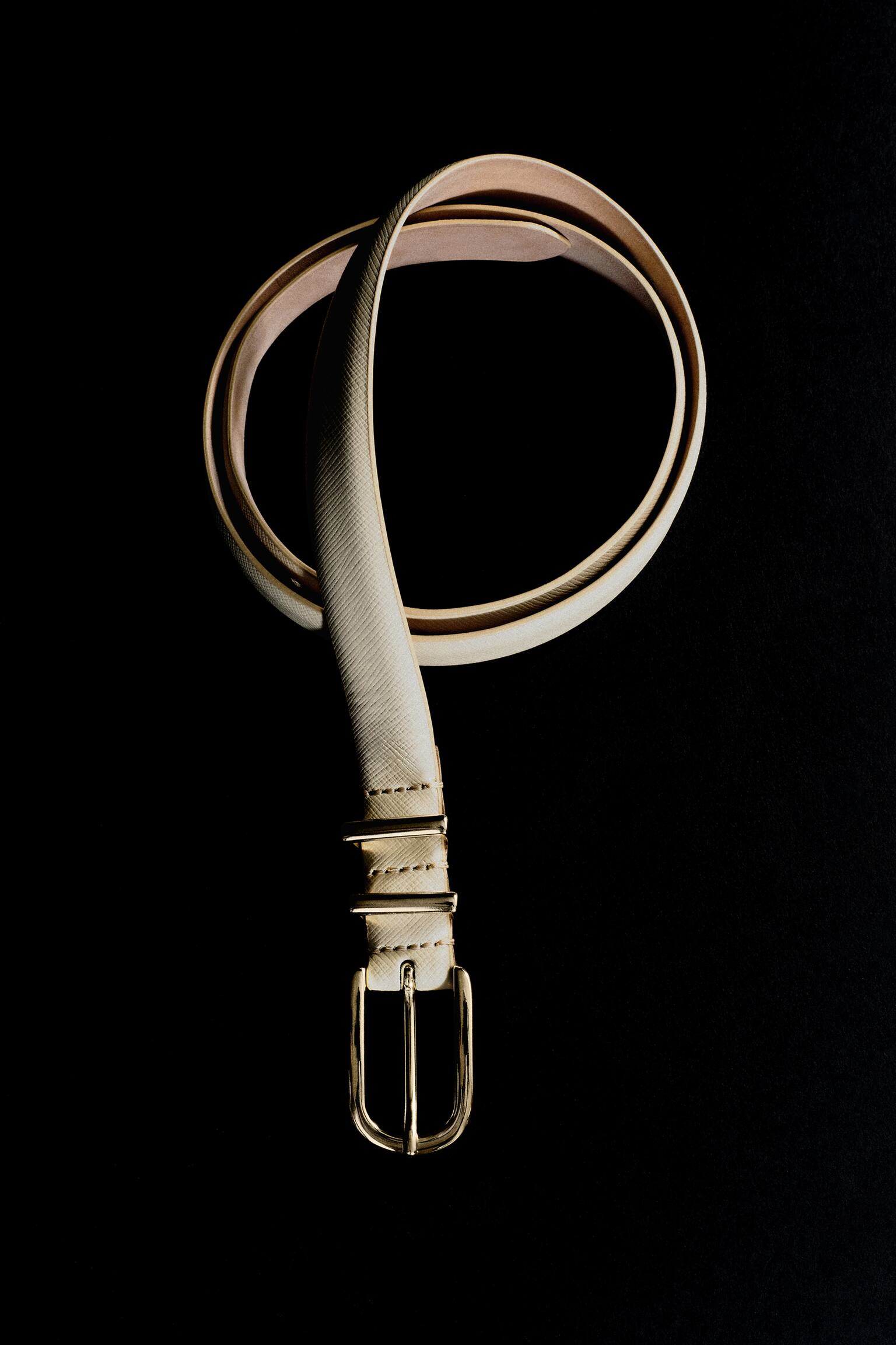 CINTURA IN PELLE SAFFIANO - CREMA/NERO - 4