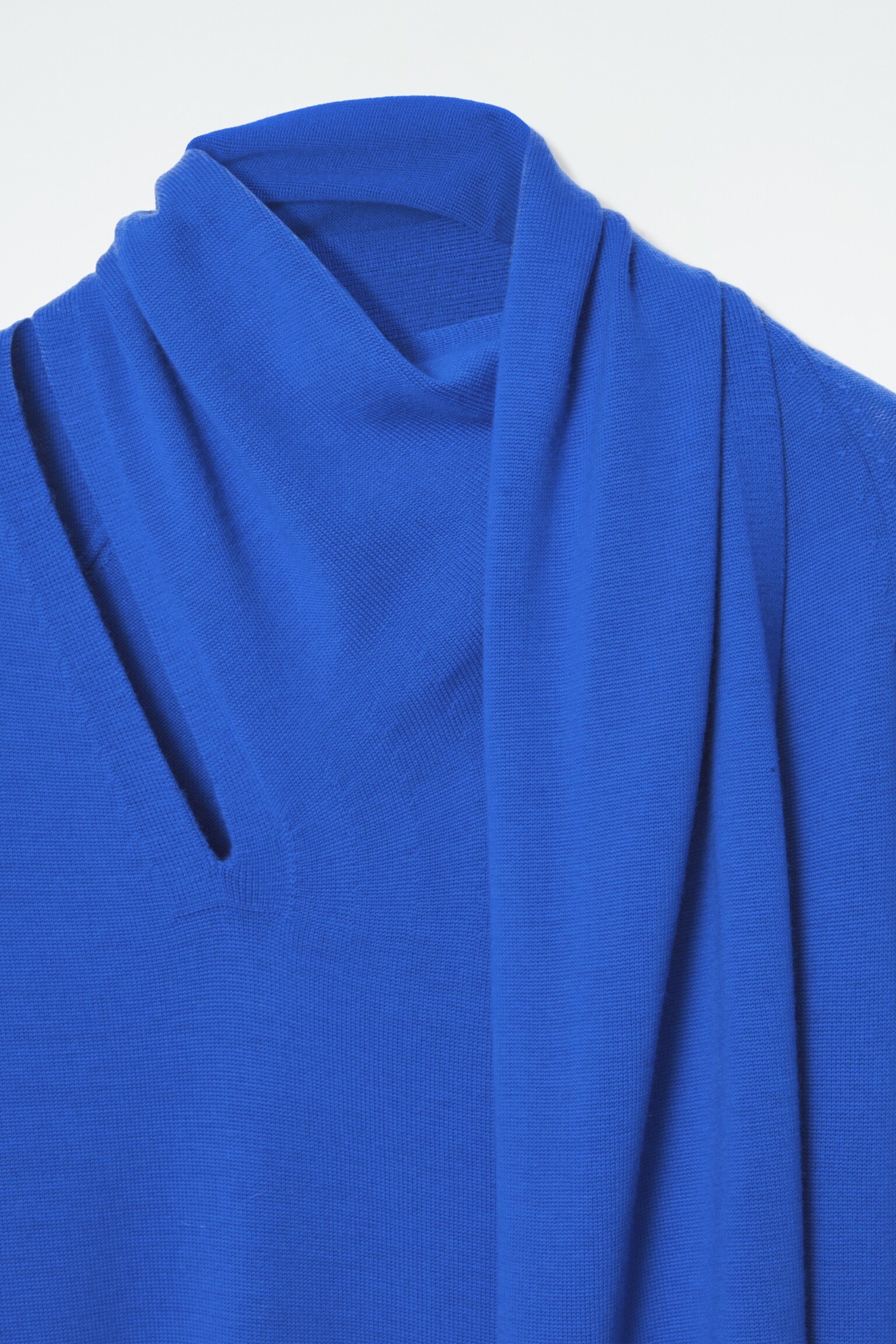 SCARF-DETAIL WOOL MAXI DRESS - BLUE/NAVY - 3