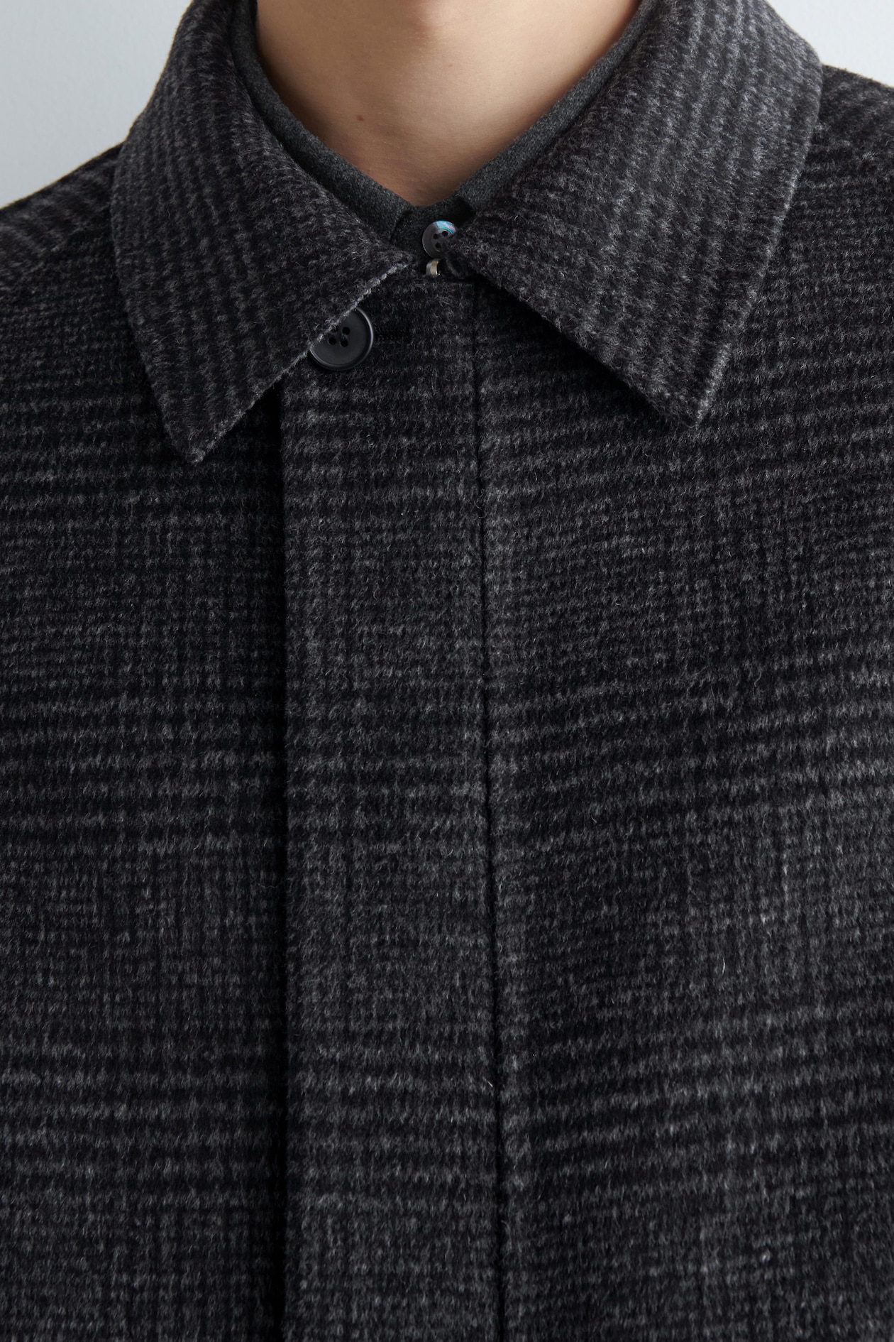 REVERSIBLE CHECKED / HERRINGBONE WOOL SPORTS JACKET — GRAY / CHECKED