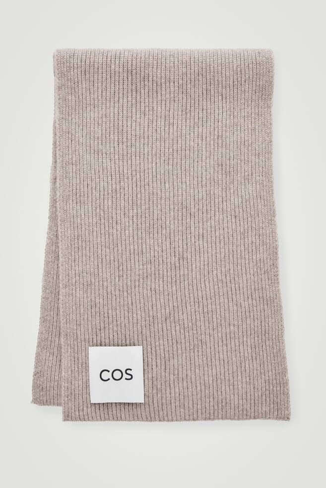 RIBBED WOOL AND CASHMERE SCARF - BEIGE/NAVY - 1
