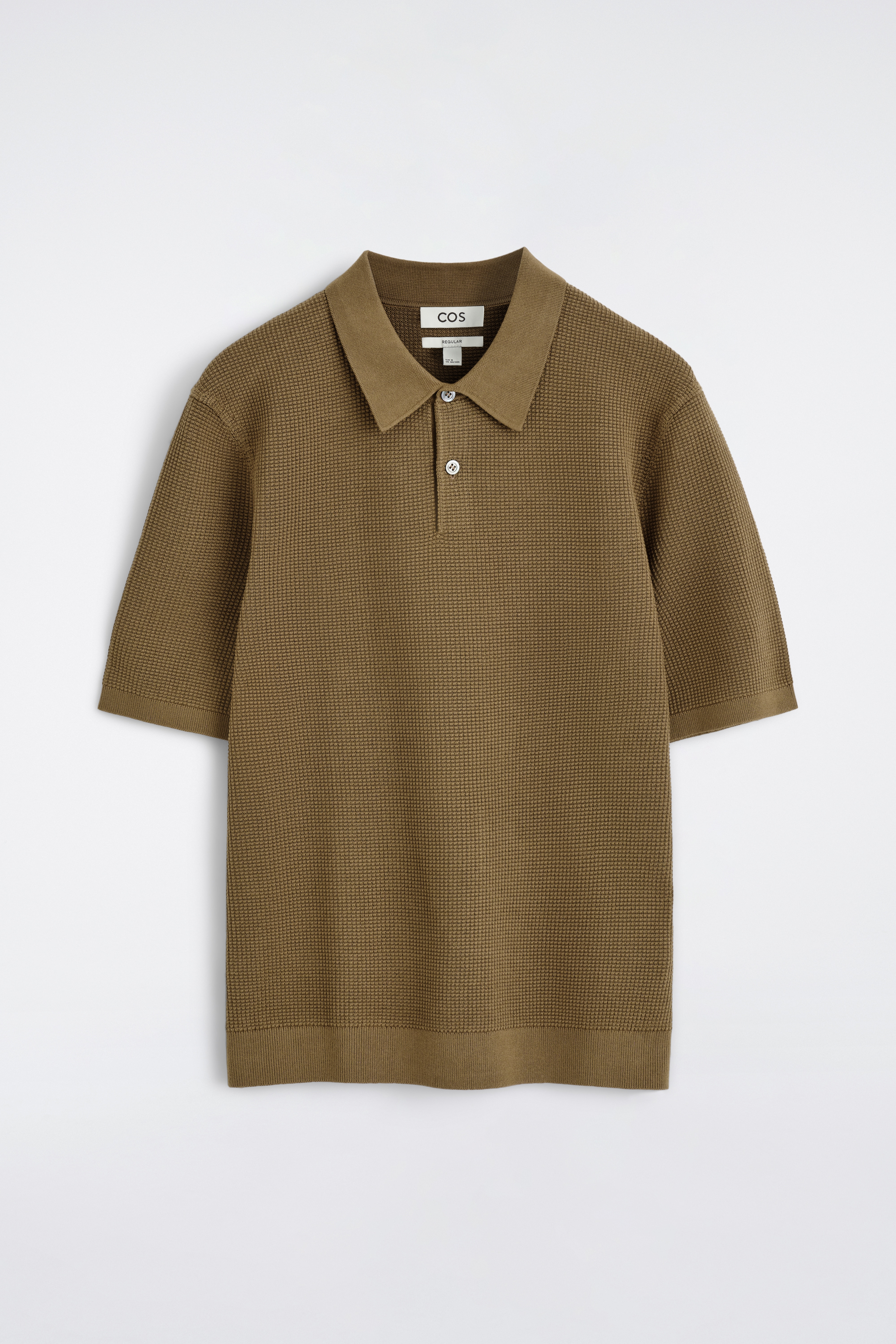 POLO IN COTONE CON LAVORAZIONE A NIDO D'APE - BEIGE SCURO/NERO