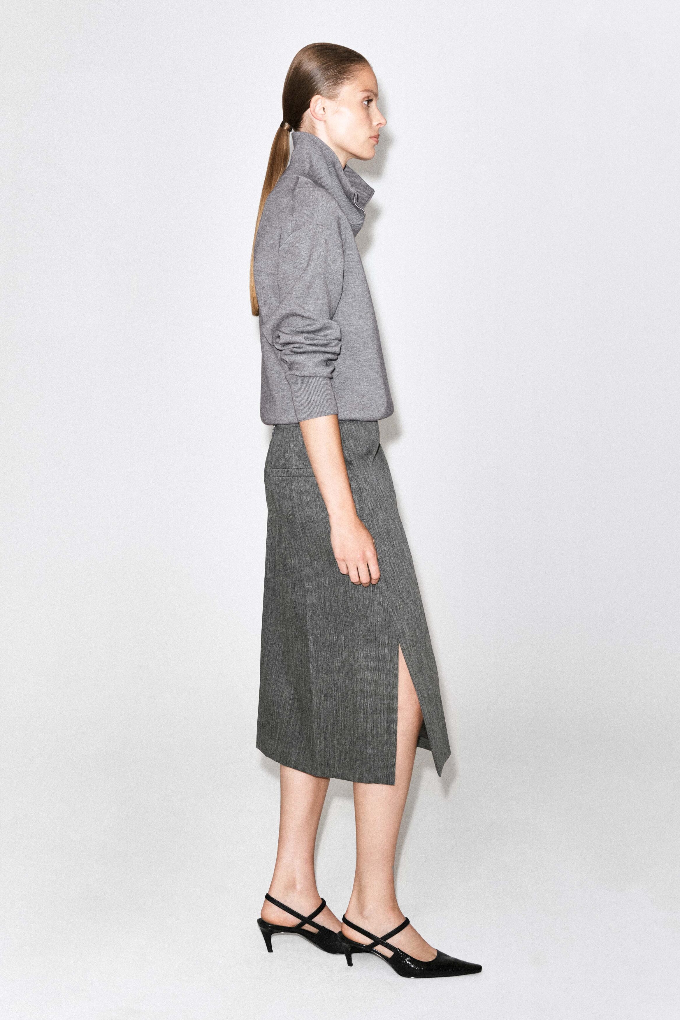 TAILORED WOOL MIDI SKIRT - thumbnail 4