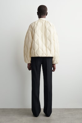 GATHERED QUILTED DOWN JACKET — ECRU 4