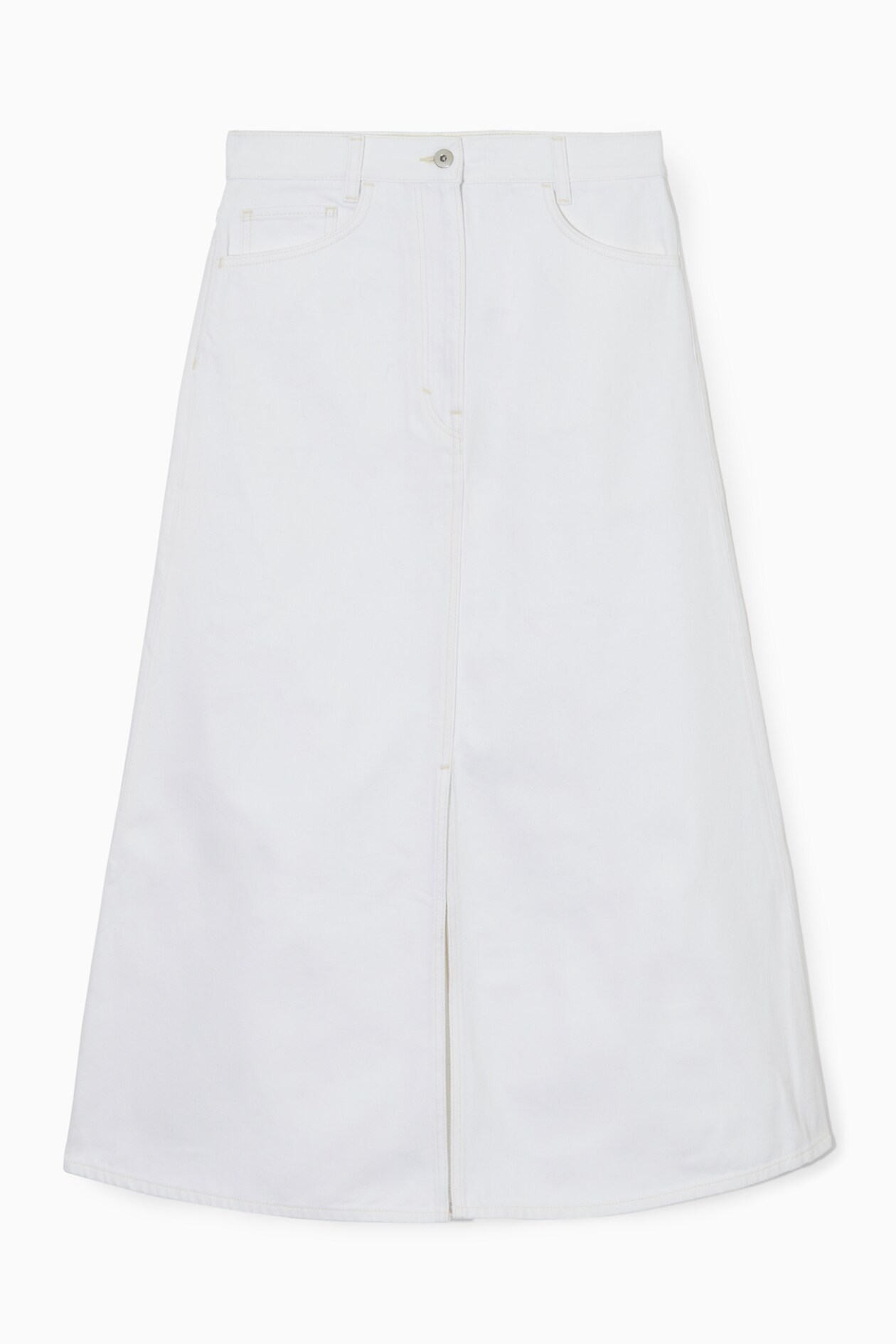 A-LINE DENIM MIDI SKIRT WHITE Ladies H&M GB