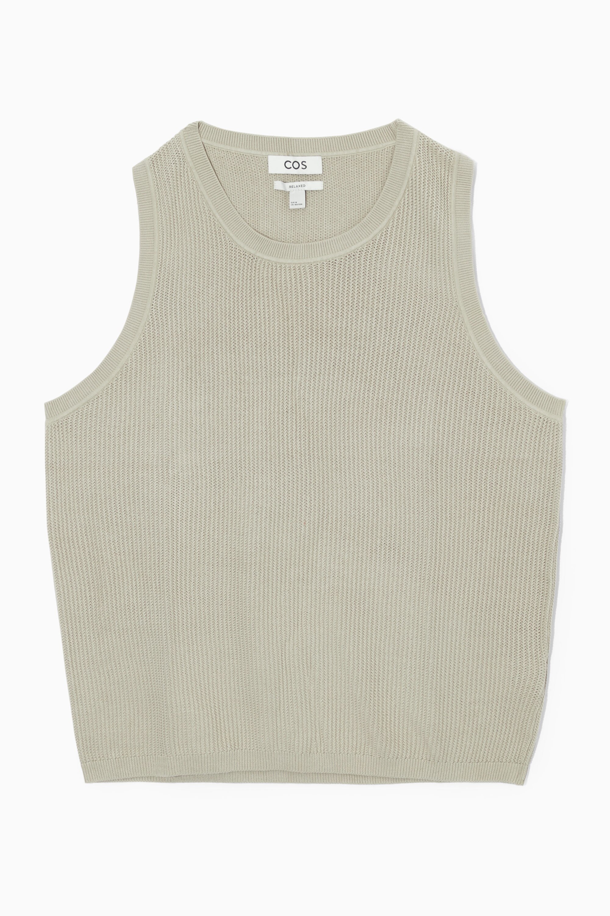 RELAXED TEXTURED-KNIT COTTON VEST - STONE | COS