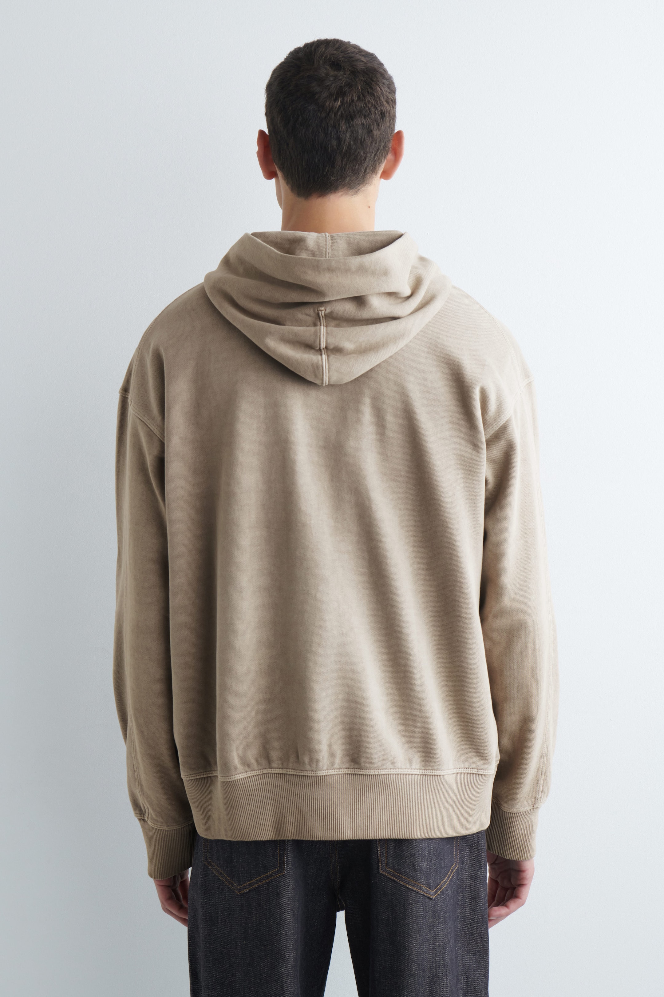 WASHED COTTON-JERSEY HOODIE