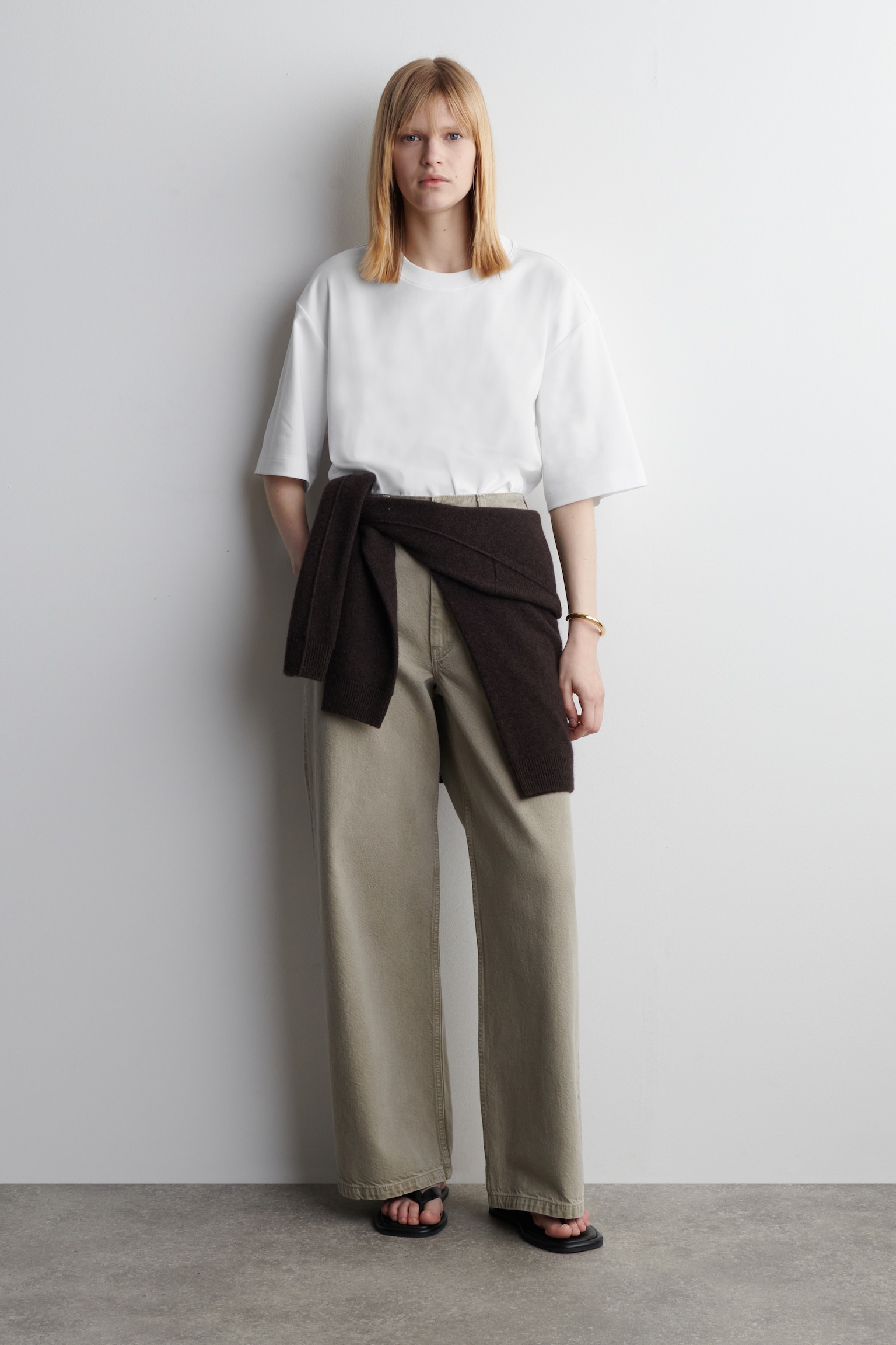 OVERSIZED COTTON T-SHIRT - WHITE/LIGHT GREEN/DARK RED - 3