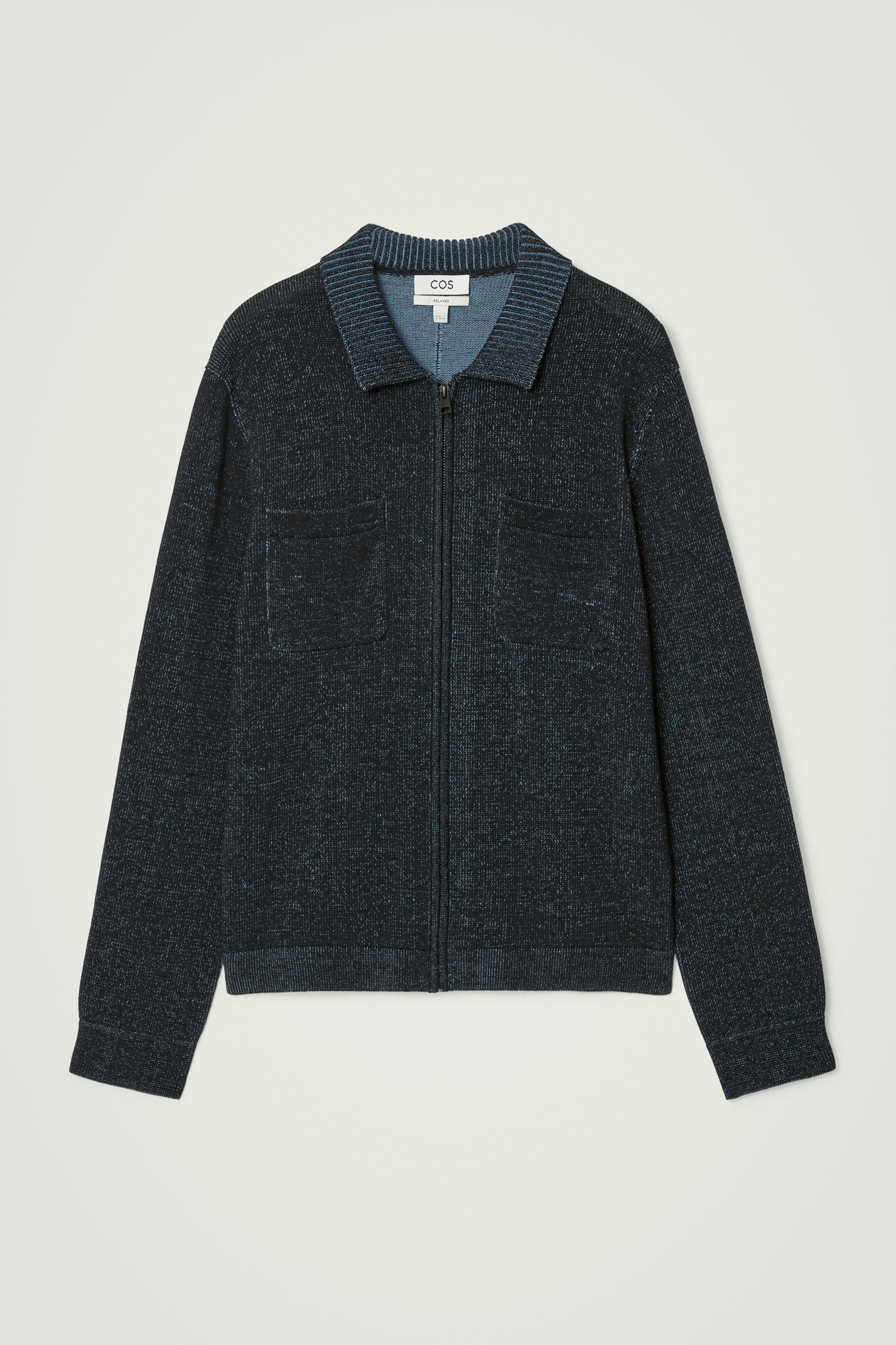 RELAXED TWO-TONE KNITTED BOMBER JACKET