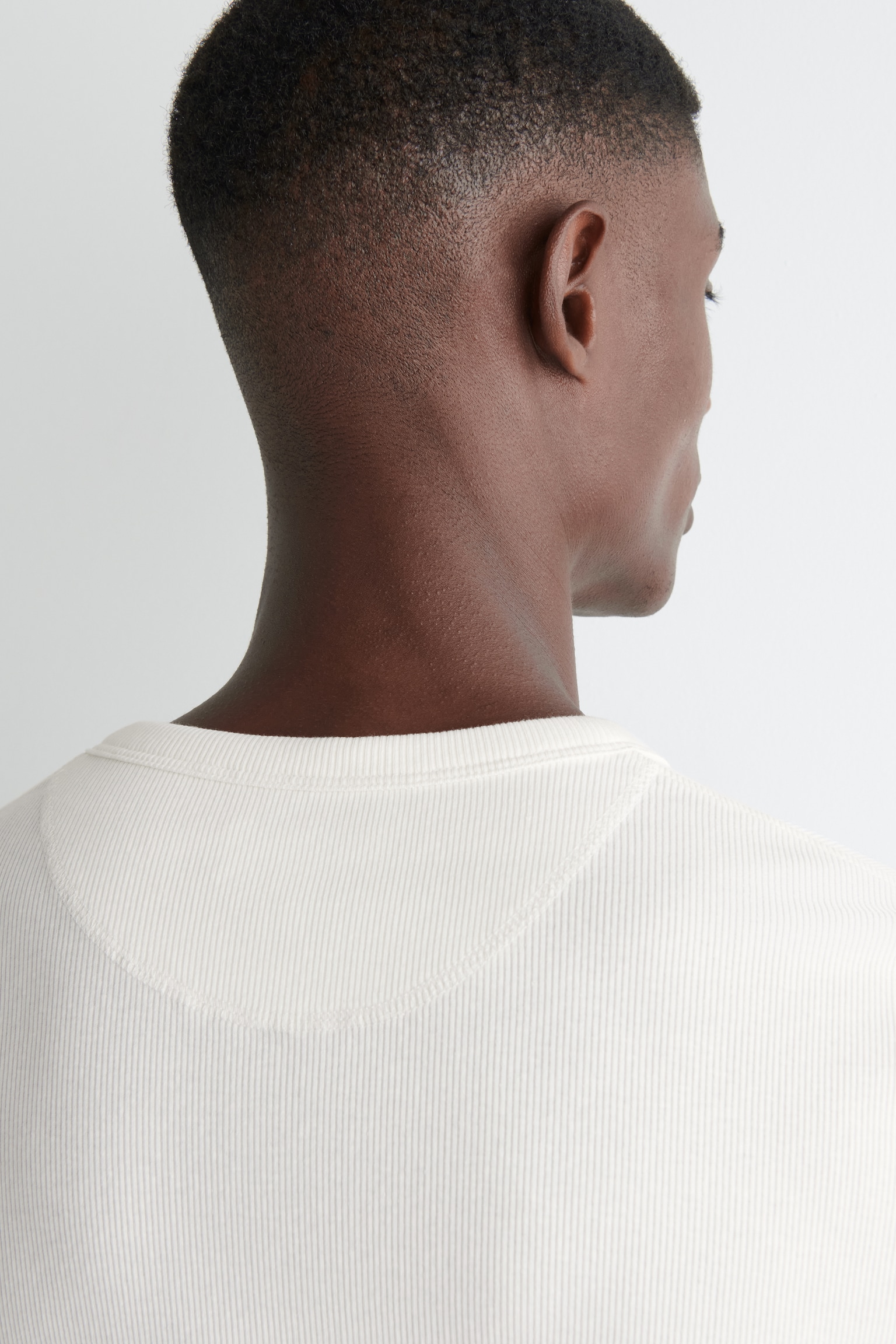 T-SHIRT HENLEY CÔTELÉ COUPE SLIM - BLANC/NOIR/GRIS CHINÉ - 3