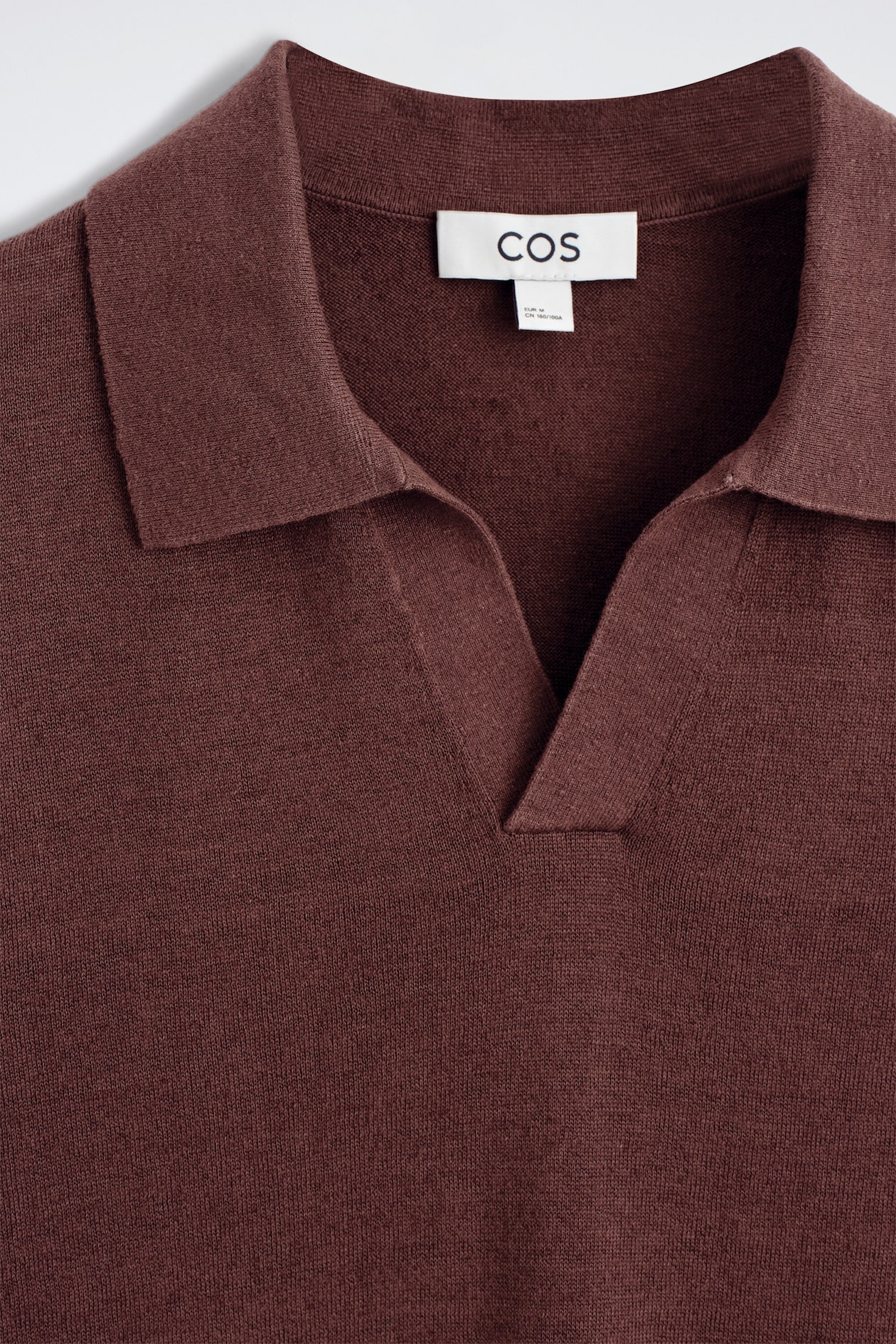 KNITTED LINEN POLO SHIRT — BROWN