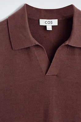 KNITTED LINEN POLO SHIRT — BROWN 6