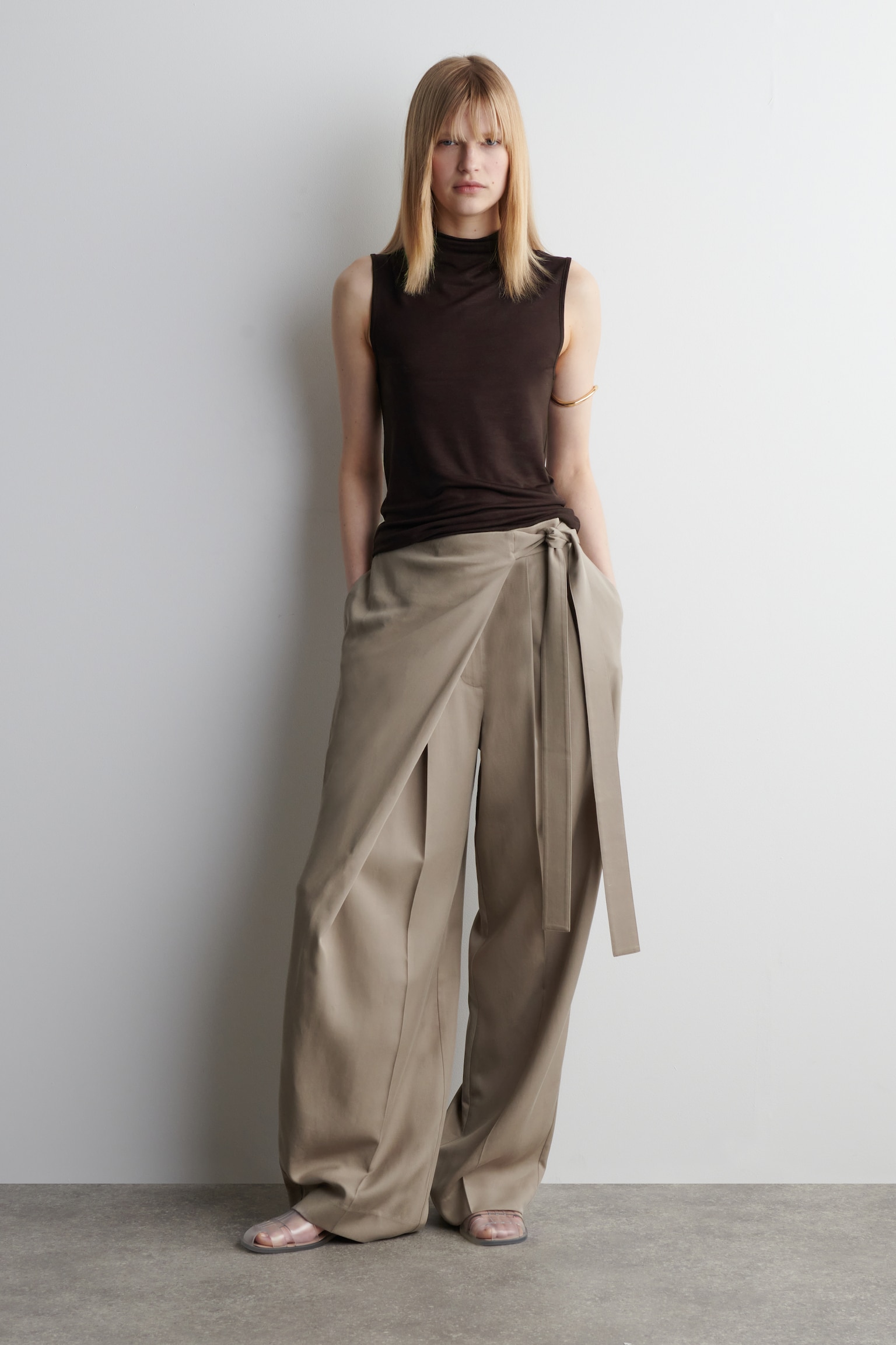 PANTALON FLUIDE PORTEFEUILLE - TAUPE/ROSE/NOIR - 1