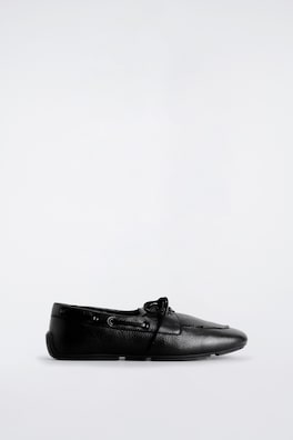 LEATHER MOCCASIN DRIVING SHOES — BLACK 2