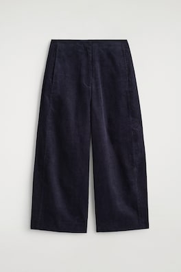 CORDUROY BARREL-LEG PANTS — NAVY 2
