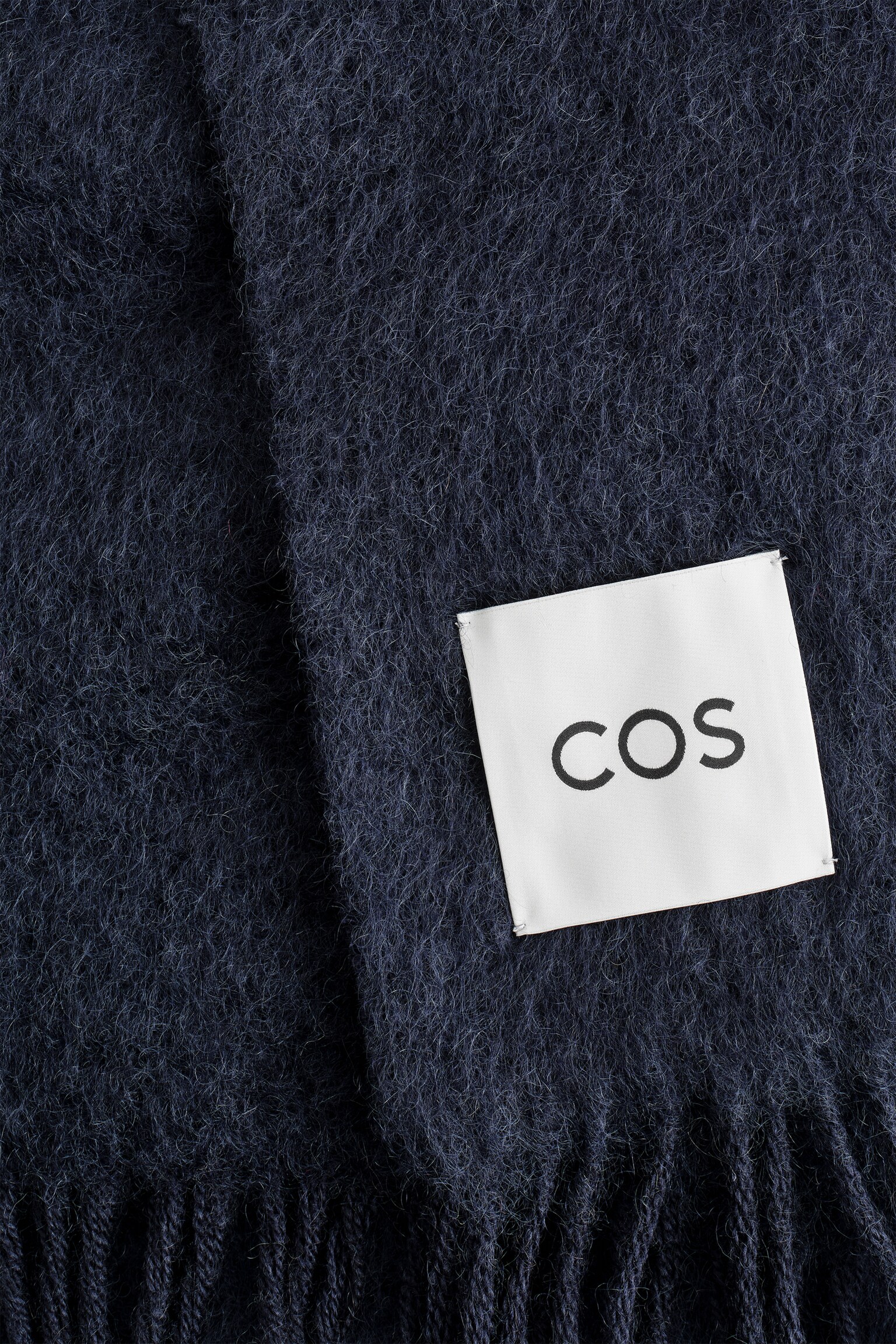 MOHAIRSCHAL MIT FRANSEN - NAVYBLAU/DUNKLES KHAKI - 4