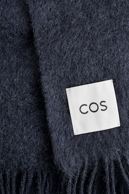 FRINGED MOHAIR SCARF — NAVY 3