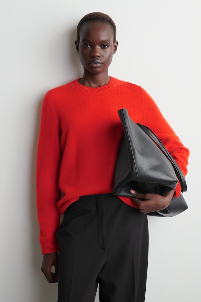 PURE CASHMERE CREW-NECK SWEATER — ORANGE